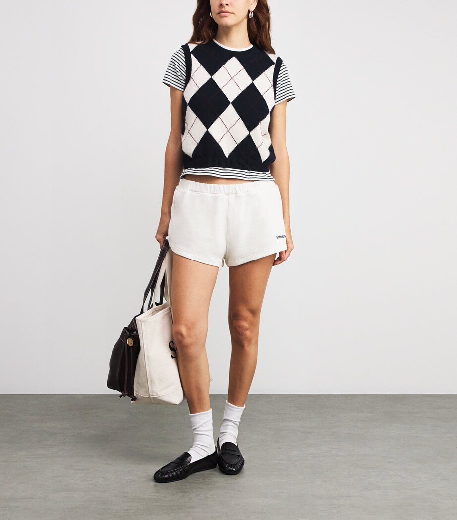 x Sotheby’s Cotton Embroidered Sweatshorts CREAM Image 2