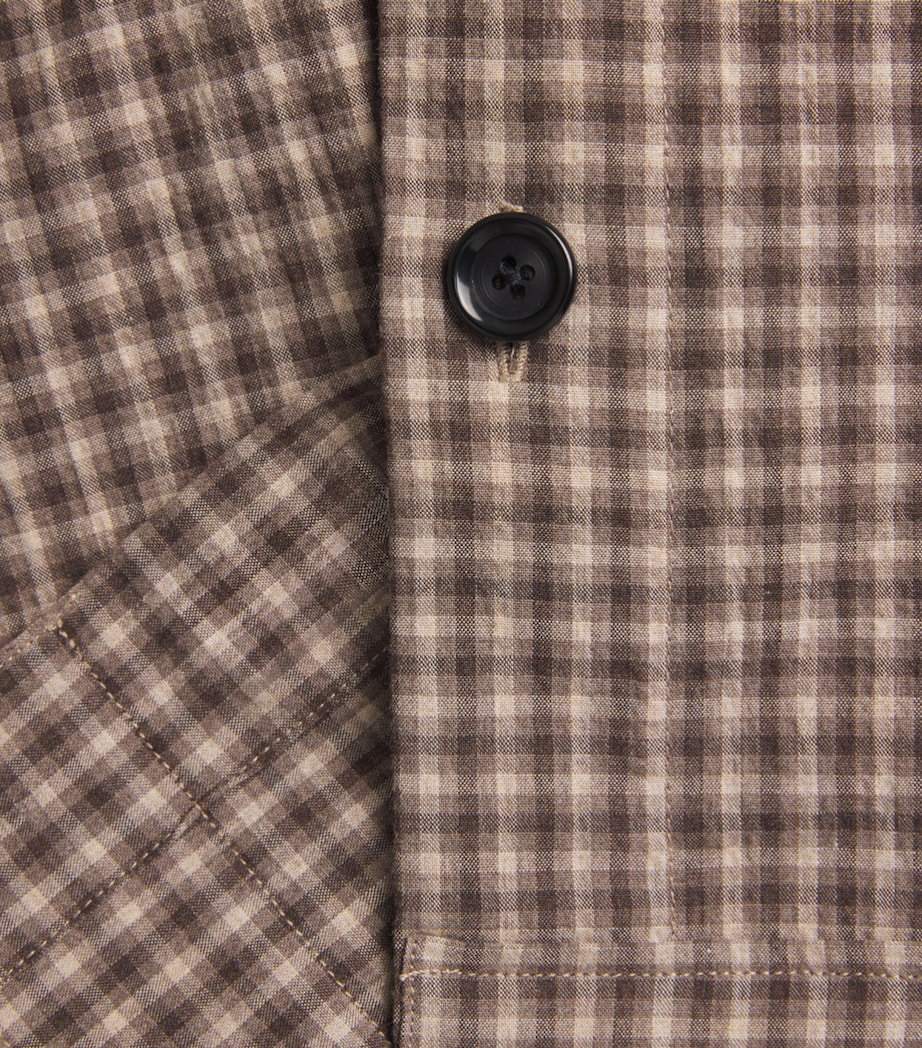 Oliver Spencer Mens Stretch-Cotton Check Witley Overshirt Brown Image 6
