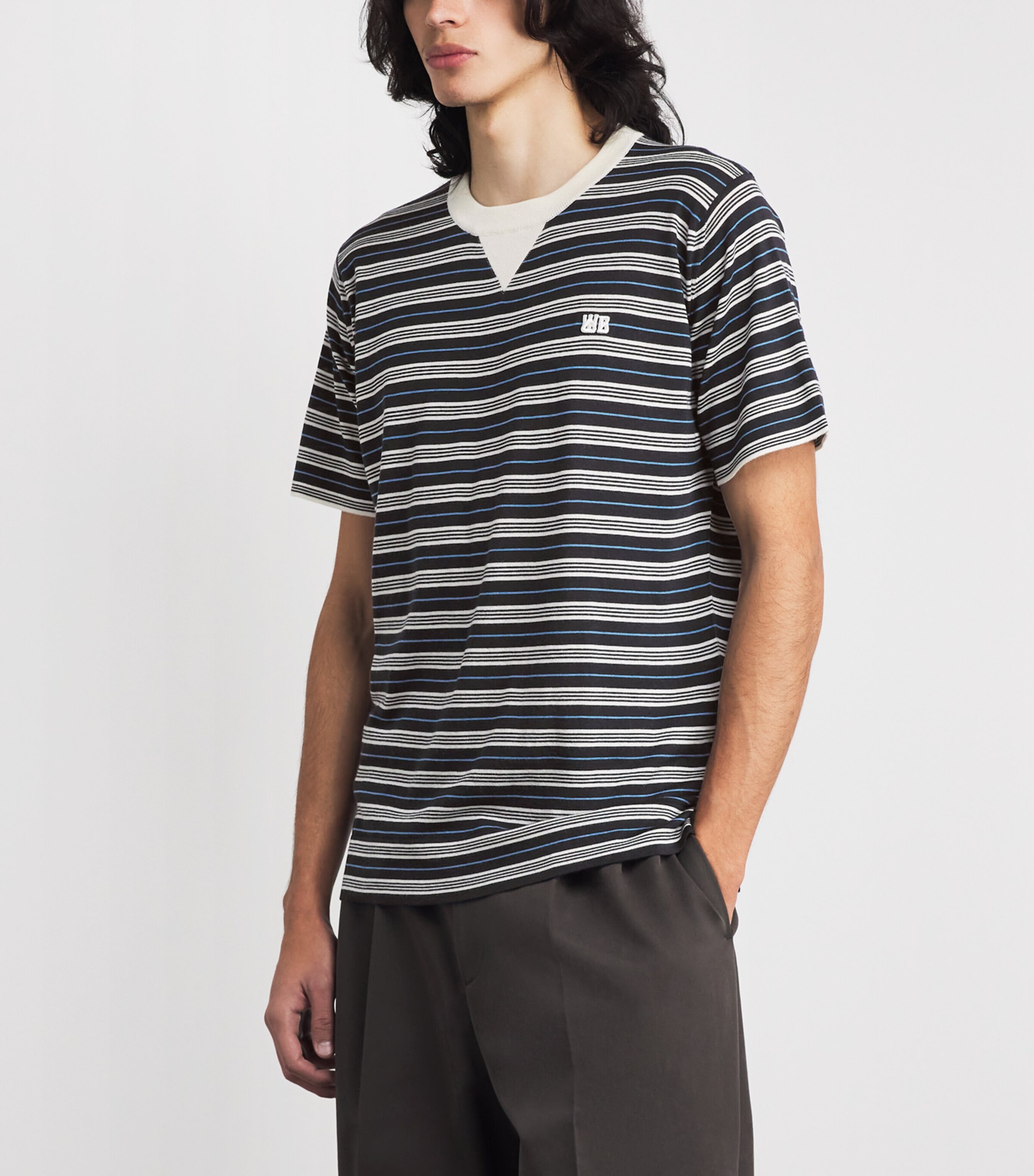 Wales Bonner Mens x John Smedley Wool-Cotton Song Sweater Navy/ivory/blue Image 4