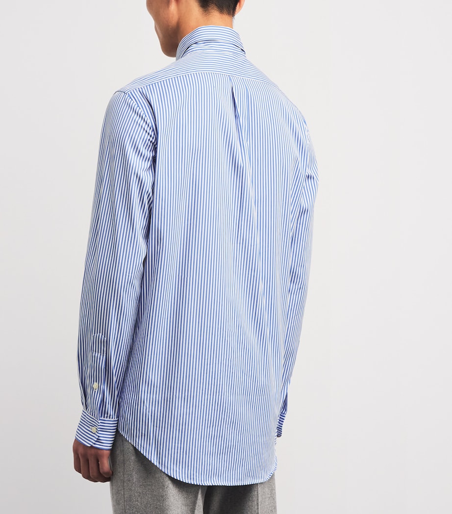 Cotton Poplin Stripe Crest Shirt BLUE Image 4