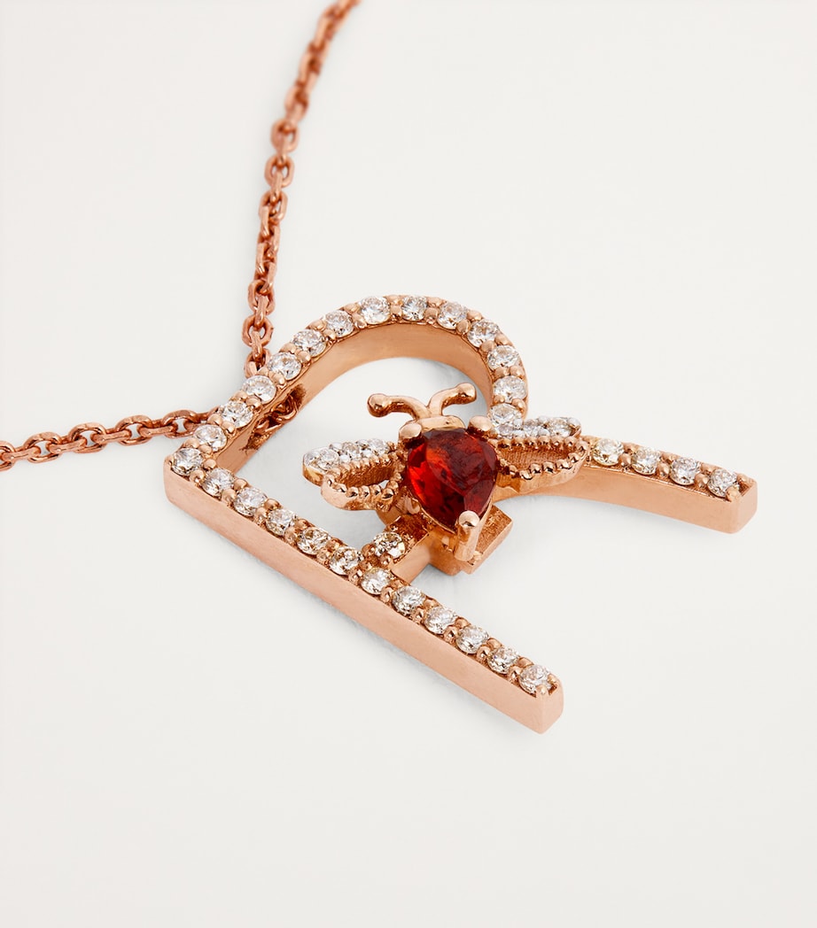 Rose Gold, Diamond and Garnet Letter 'R' Necklace ROSE GOLD Image 5