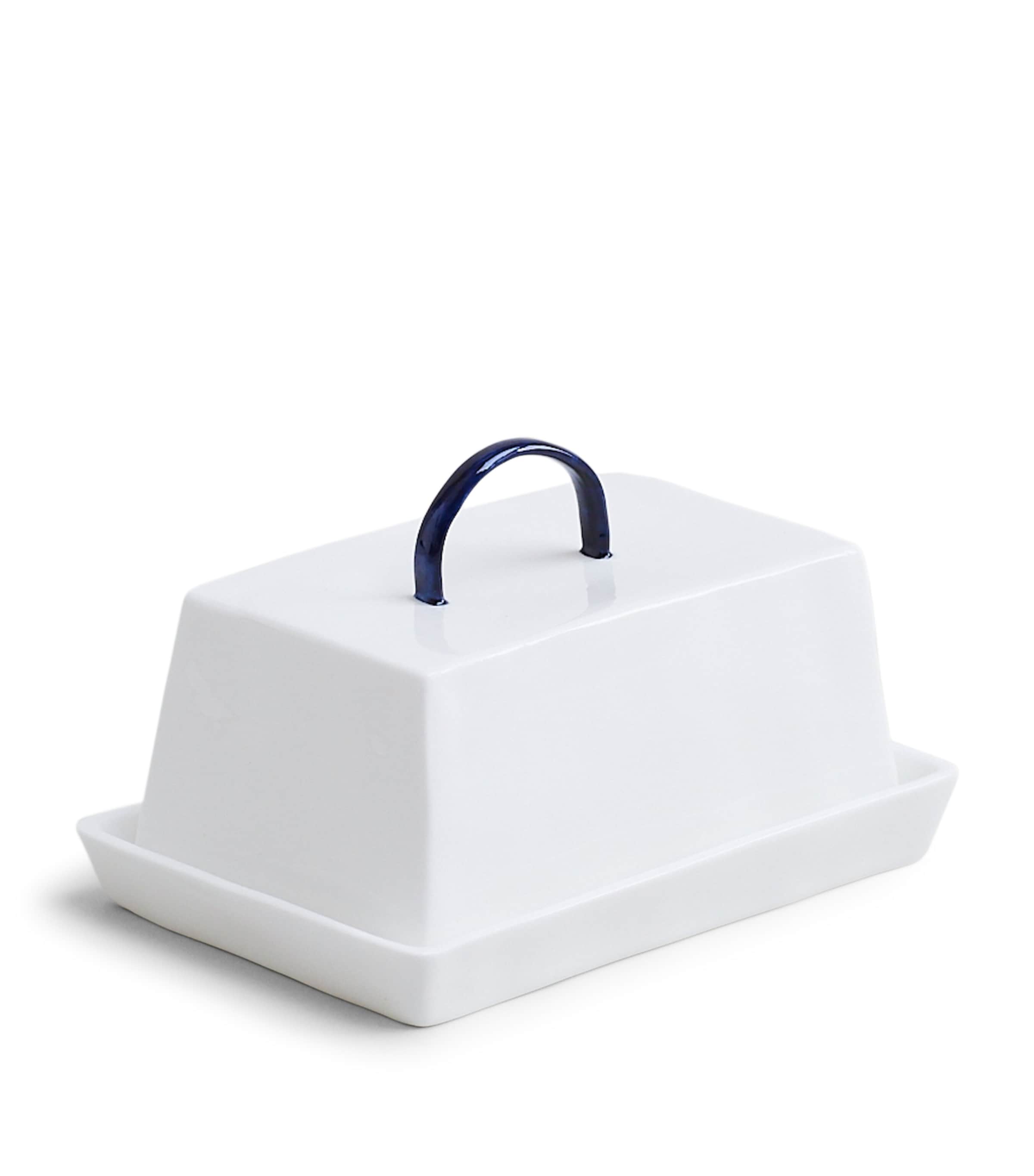 Feldspar Fine Bone China Cobalt Butter Dish In White