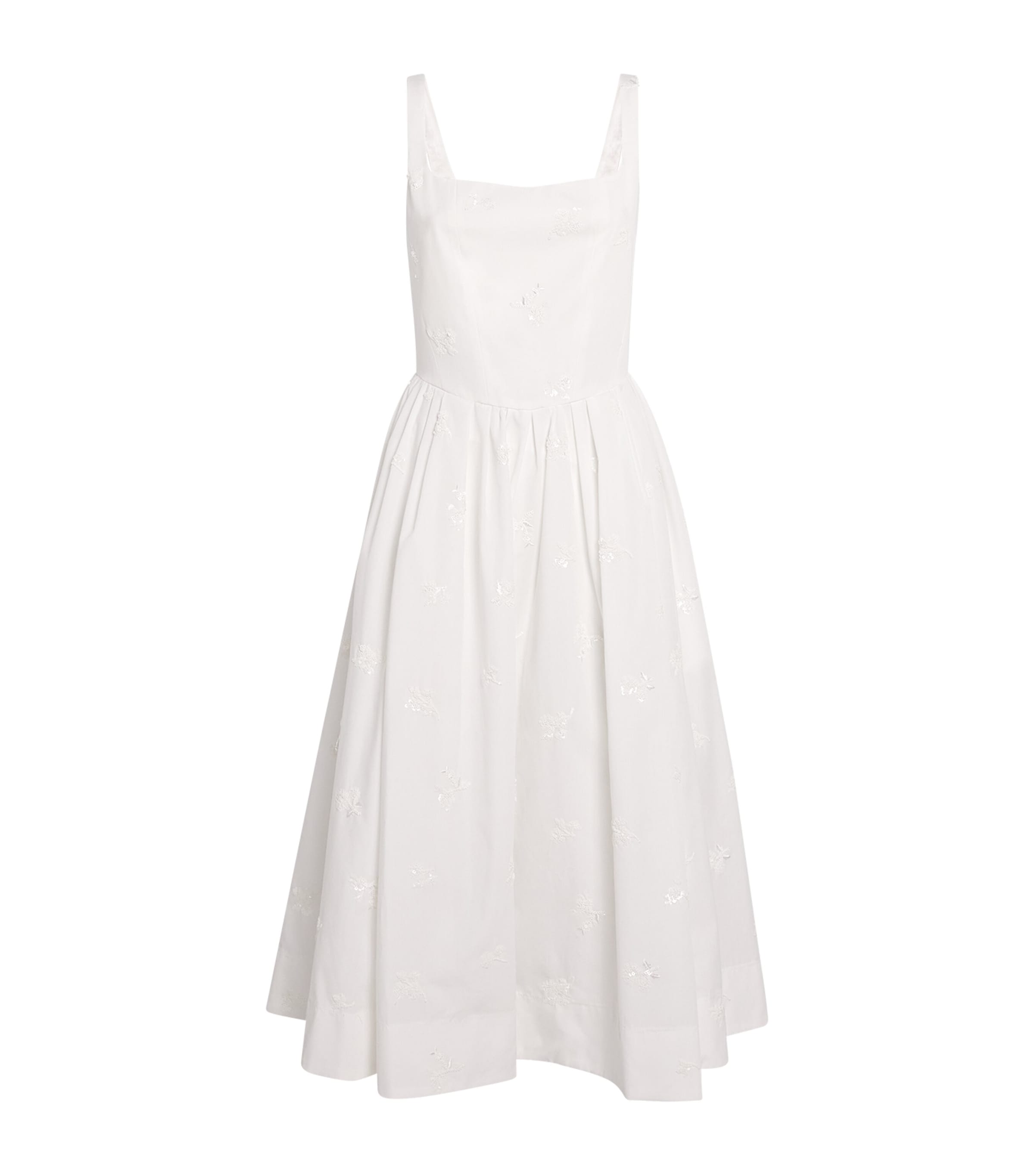 Shop Maje Sequinned Sleeveless Midi Dress In White