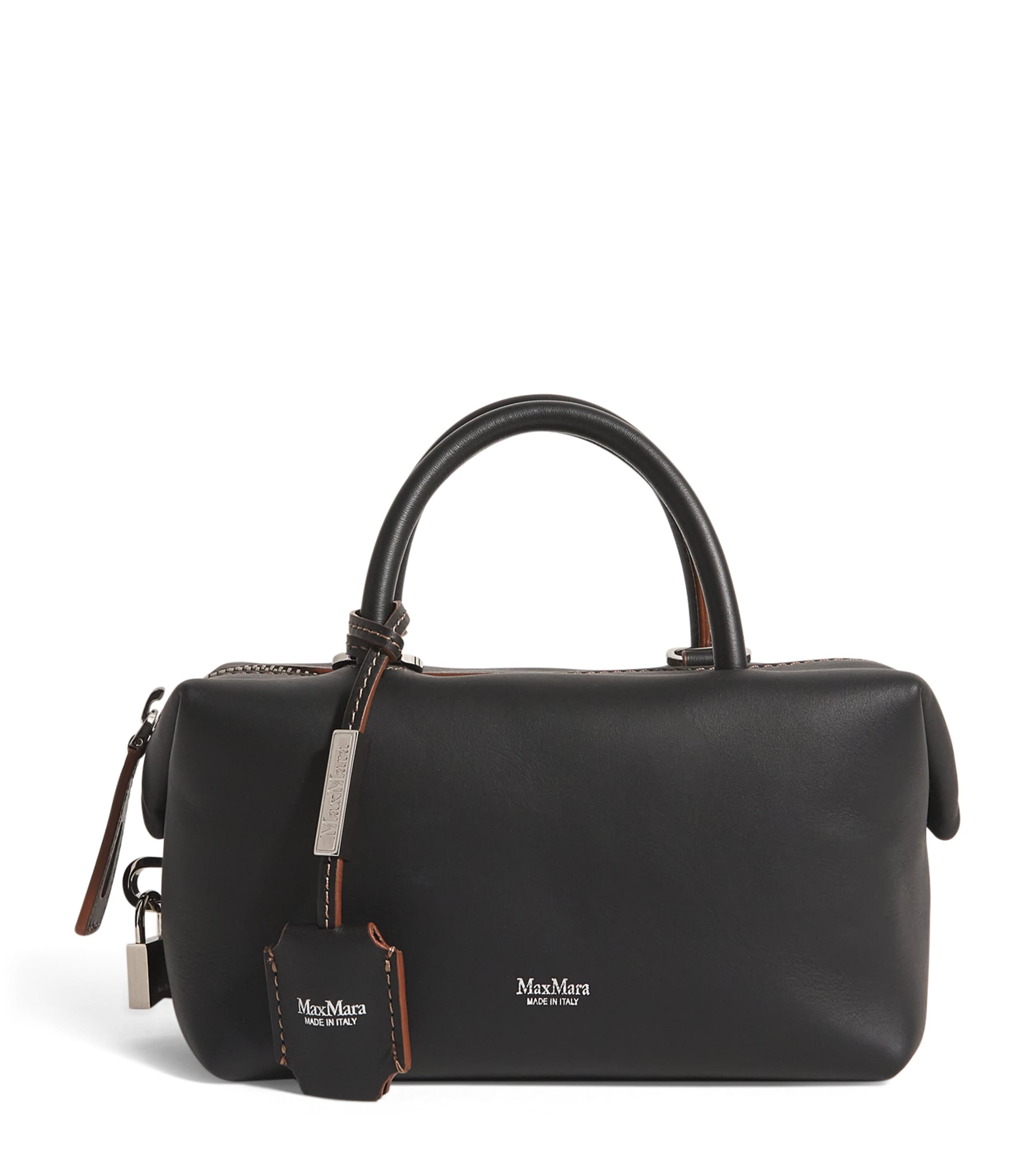 Max Mara Small Leather Satchel Bag In Black