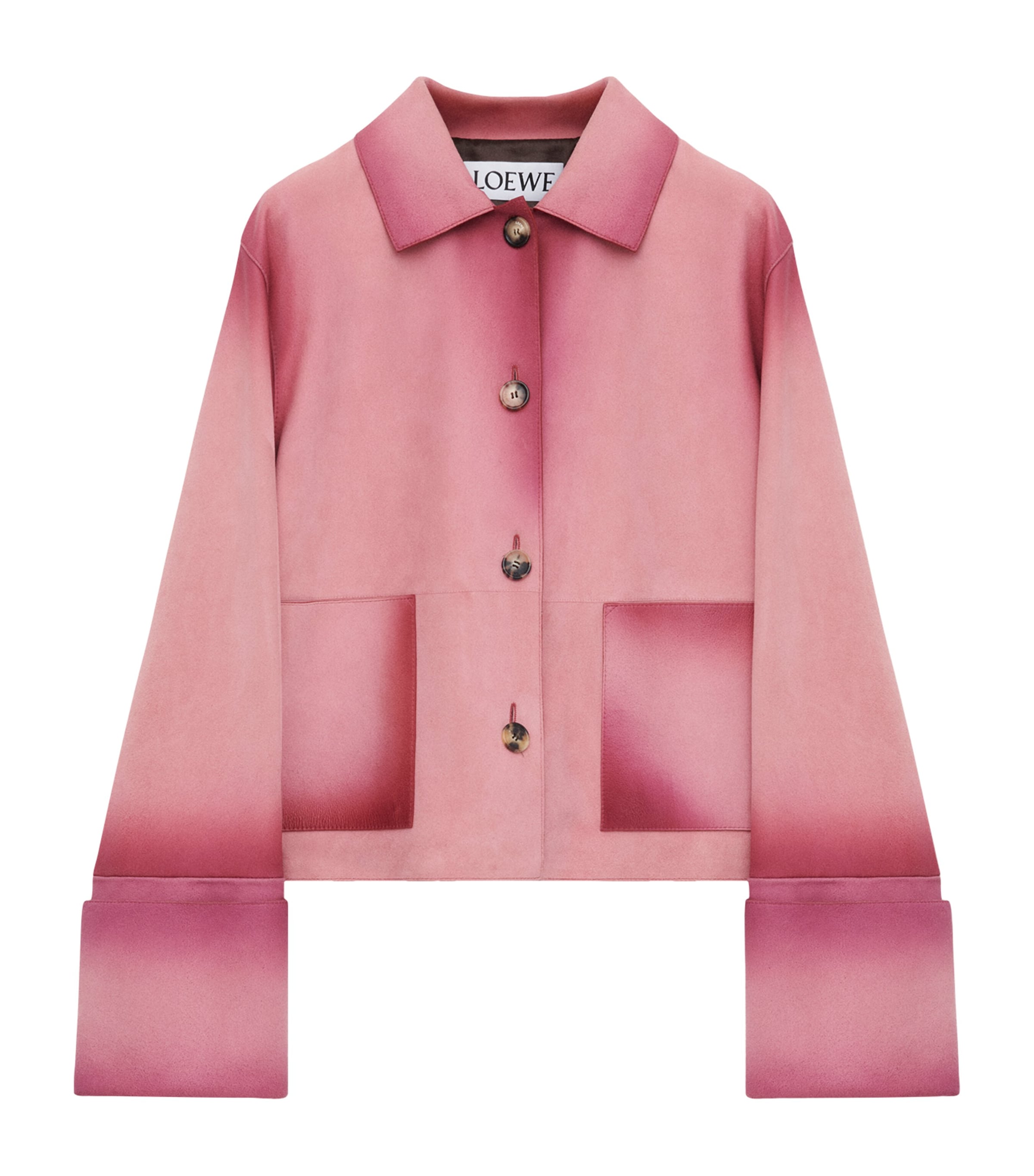LOEWE Womens Lambskin Turn-Up Jacket Pink Image 1