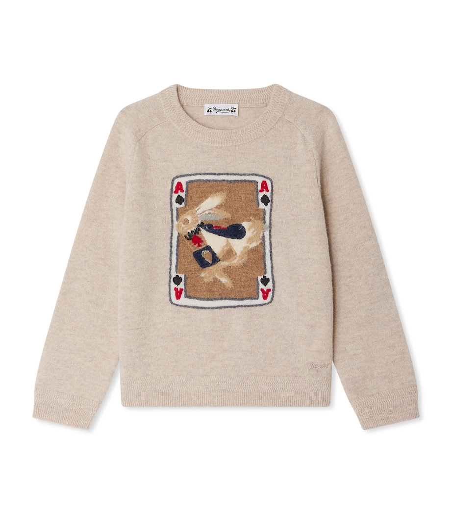 Wool Jacquard Rabbit Sweater (4-8 Years) MULTICO NATUREL Image 1