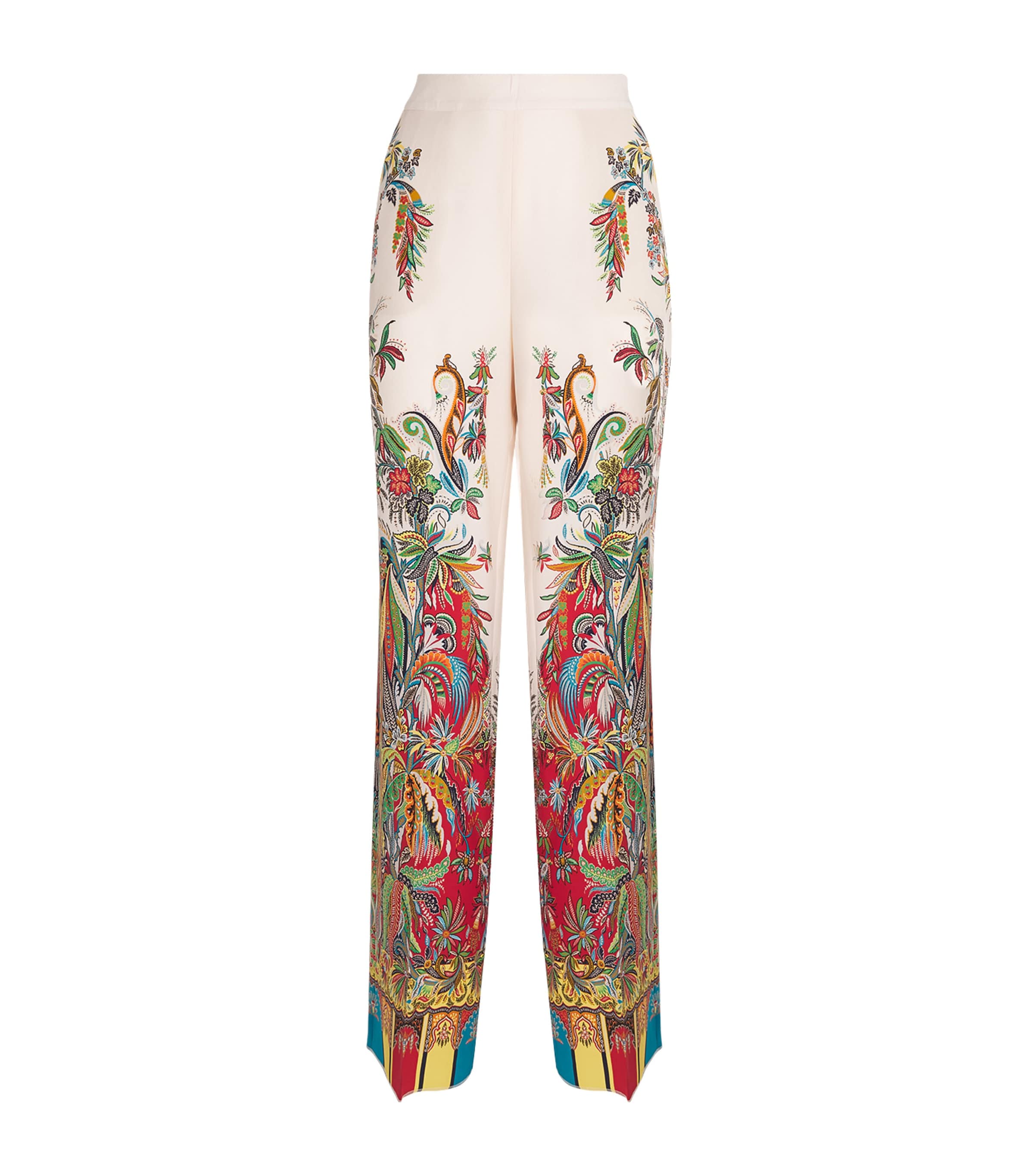 Etro Womens Silk Paisley Tailored Trousers Prnt/white Bs Image 1