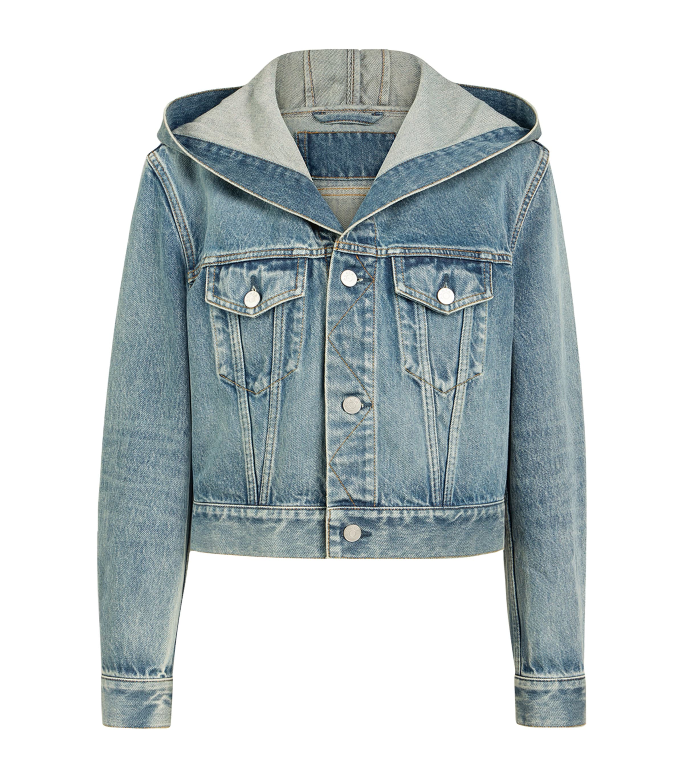 Alaïa Womens Hooded Denim Jacket Faded Blue Image 1