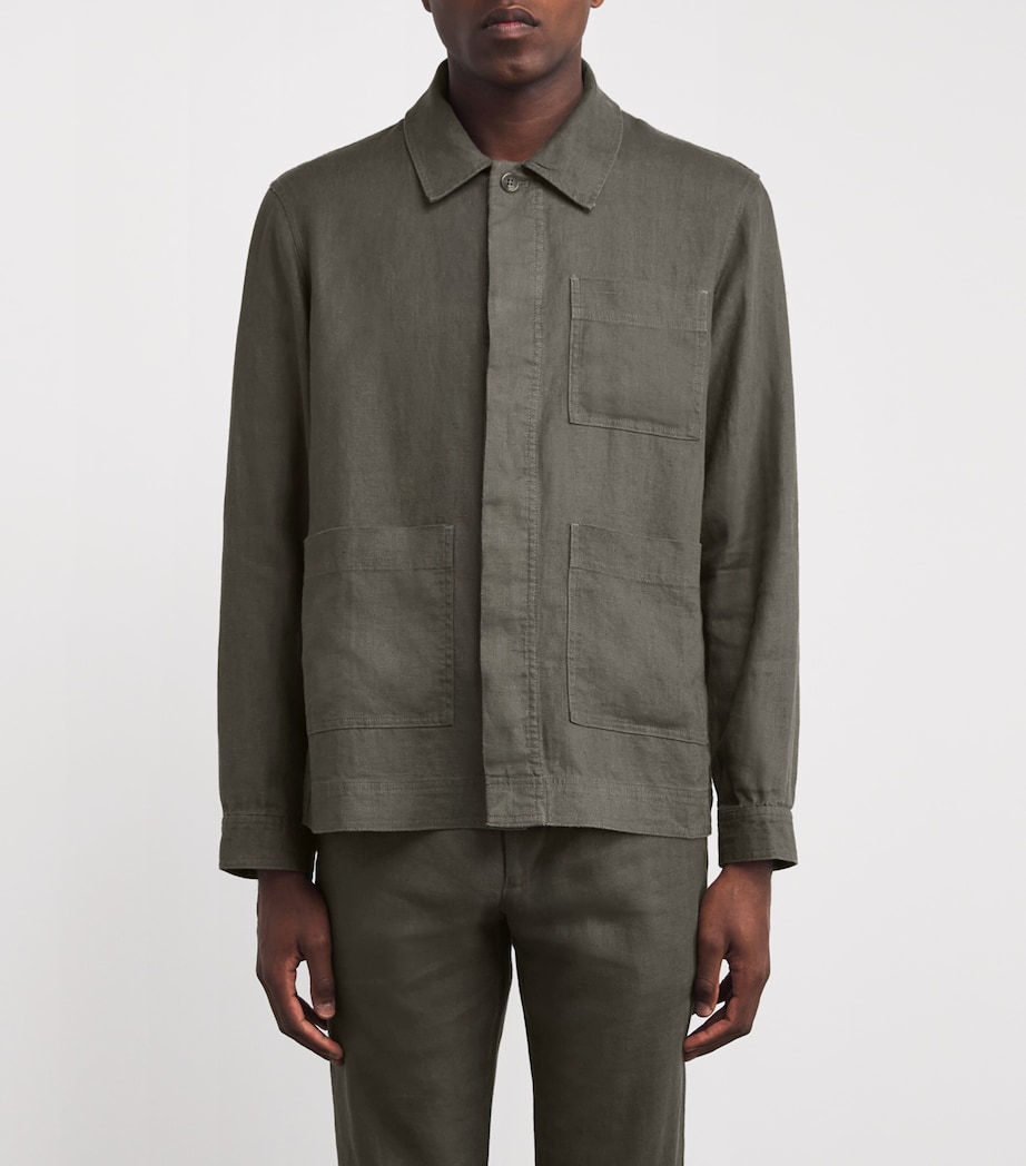 Linen Olav Button-Up Shirt CROC GREEN 374 Image 3