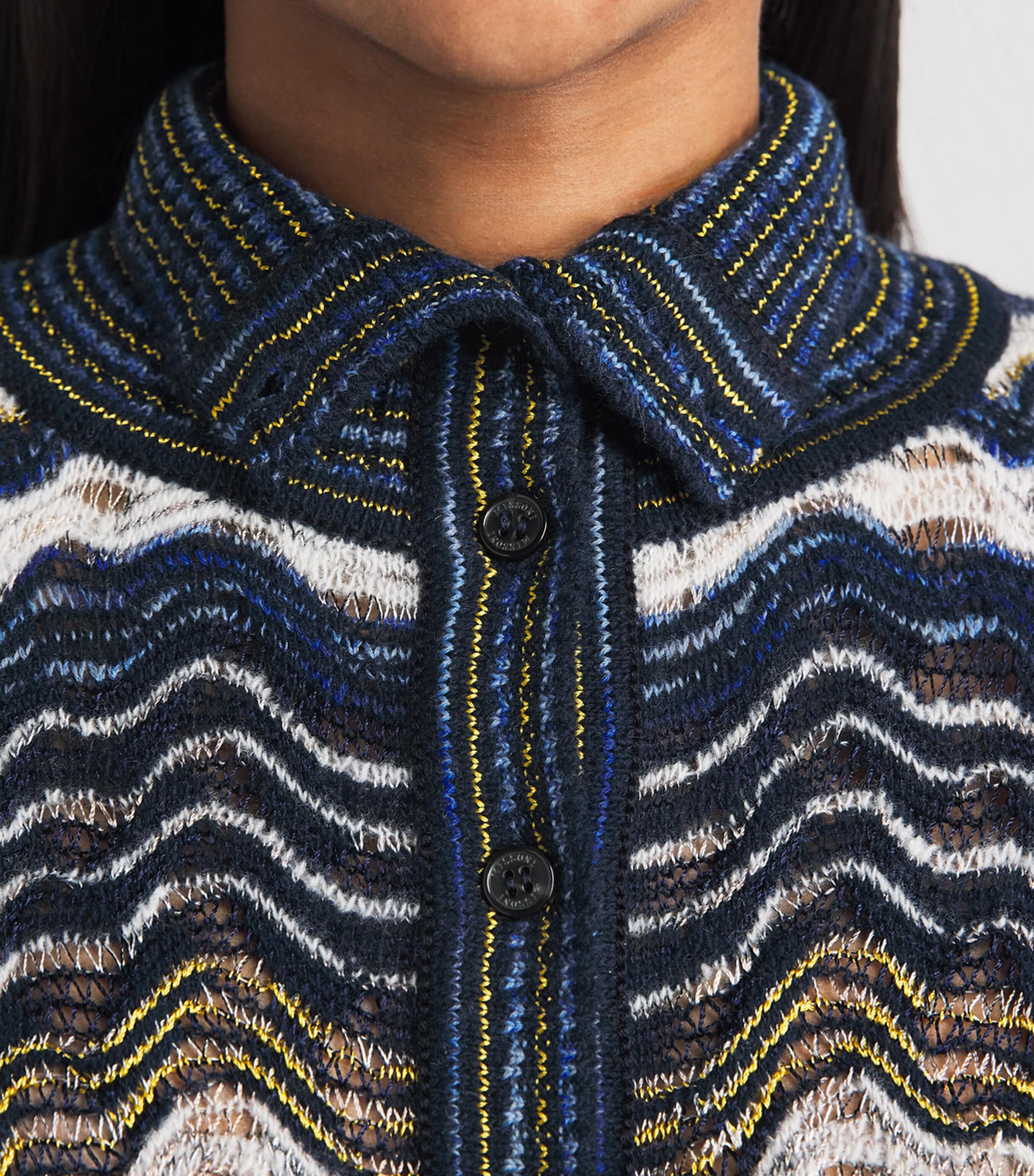 Missoni Womens Wool-Blend Jacquard Sweater Bl Bs W/ Yl,wt Image 3