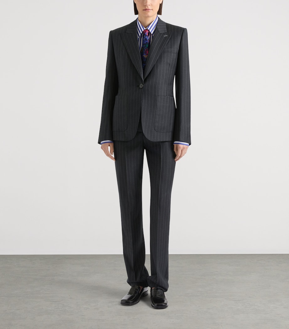 Givenchy Womens Wool Stripe Straight Trousers Image 2