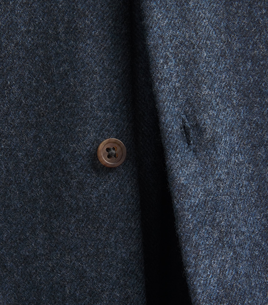 Johnstons Of Elgin Mens Wool-Cashmere Overshirt Indigo Twill Image 6