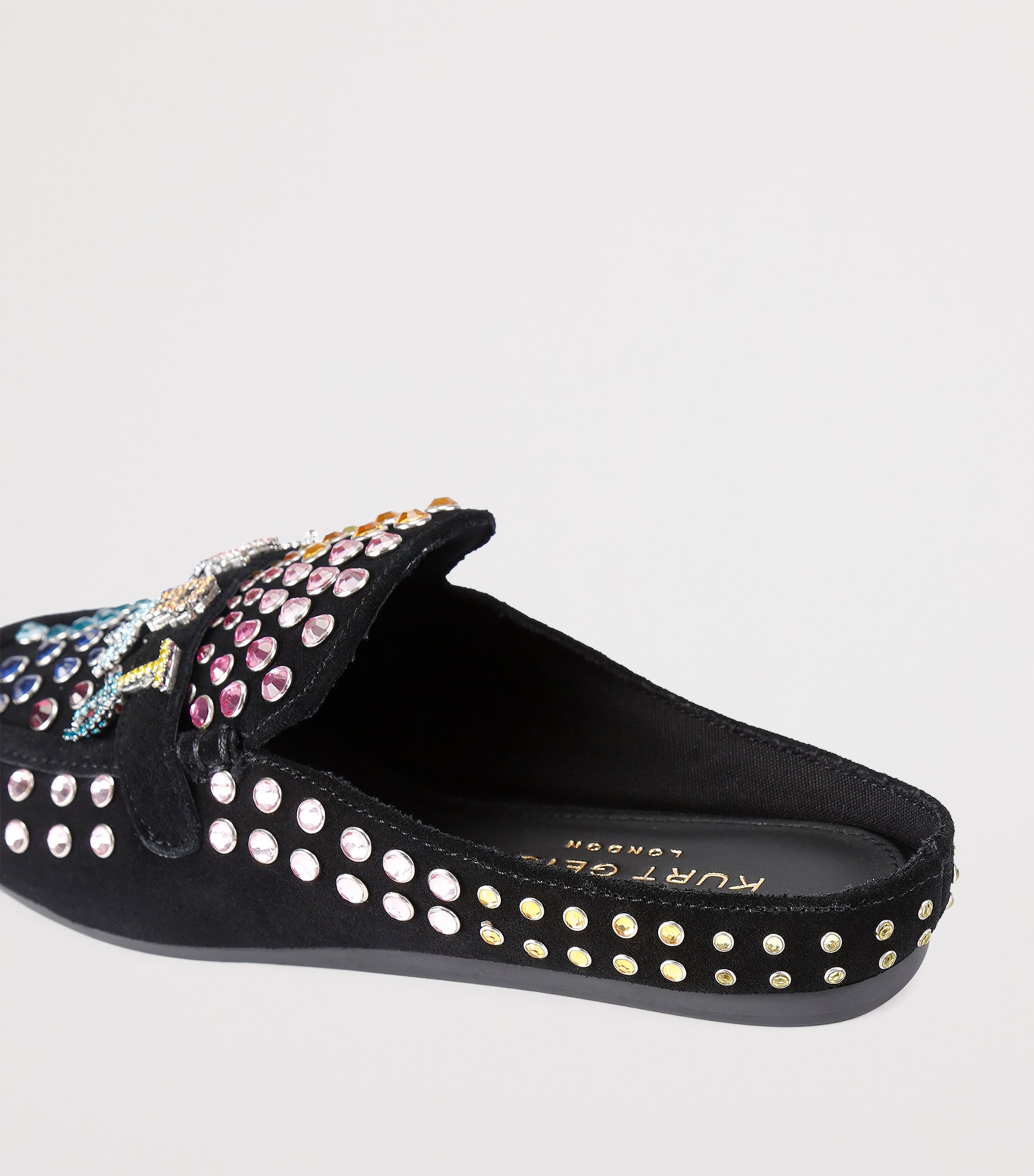 Suede Crystal-Embellished Slippers BLACK/COMB Image 2