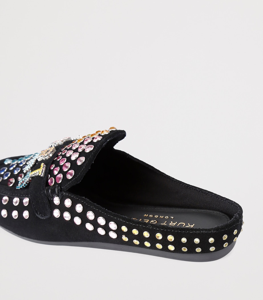 Suede Crystal-Embellished Slippers BLACK/COMB Image 2