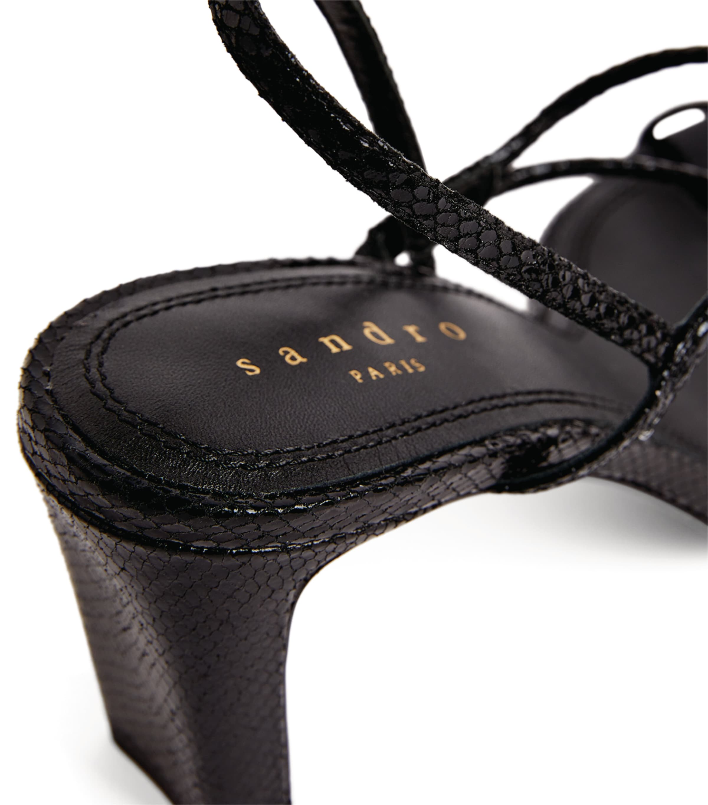 Leather Strappy Sandals 70 BLACK Image 4