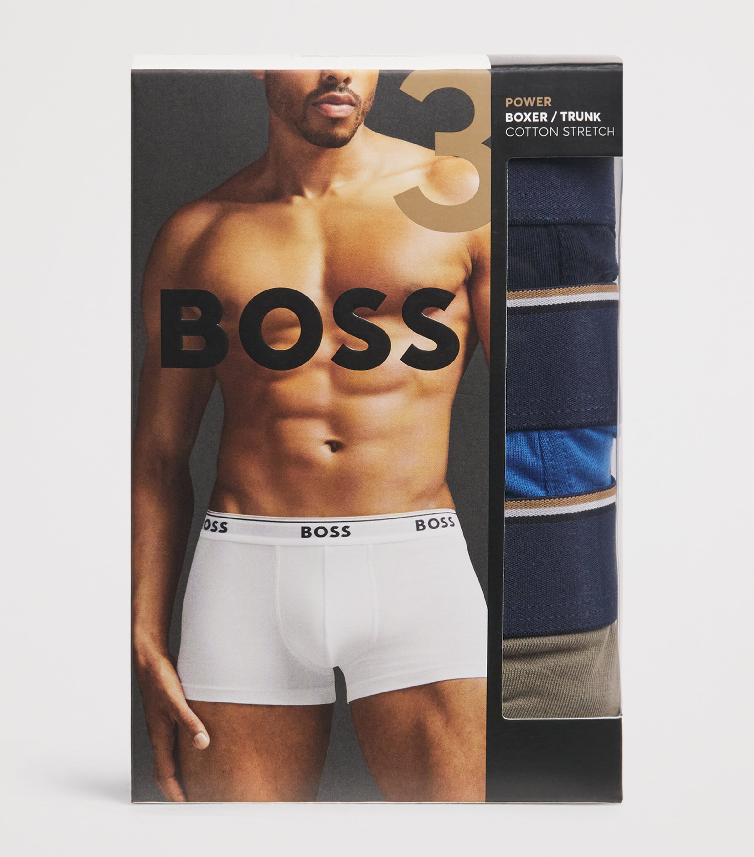 BOSS Mens Stretch-Cotton Power Trunks (Pack of 3) Open Image 4