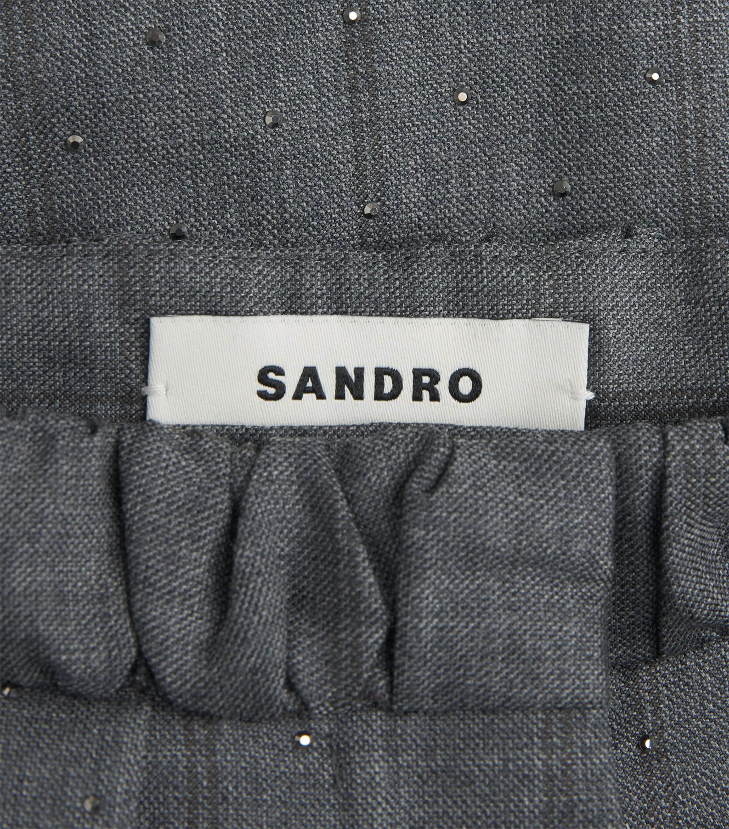Sandro Paris Womens Wool Embellished Culottes Dark Grey Image 6