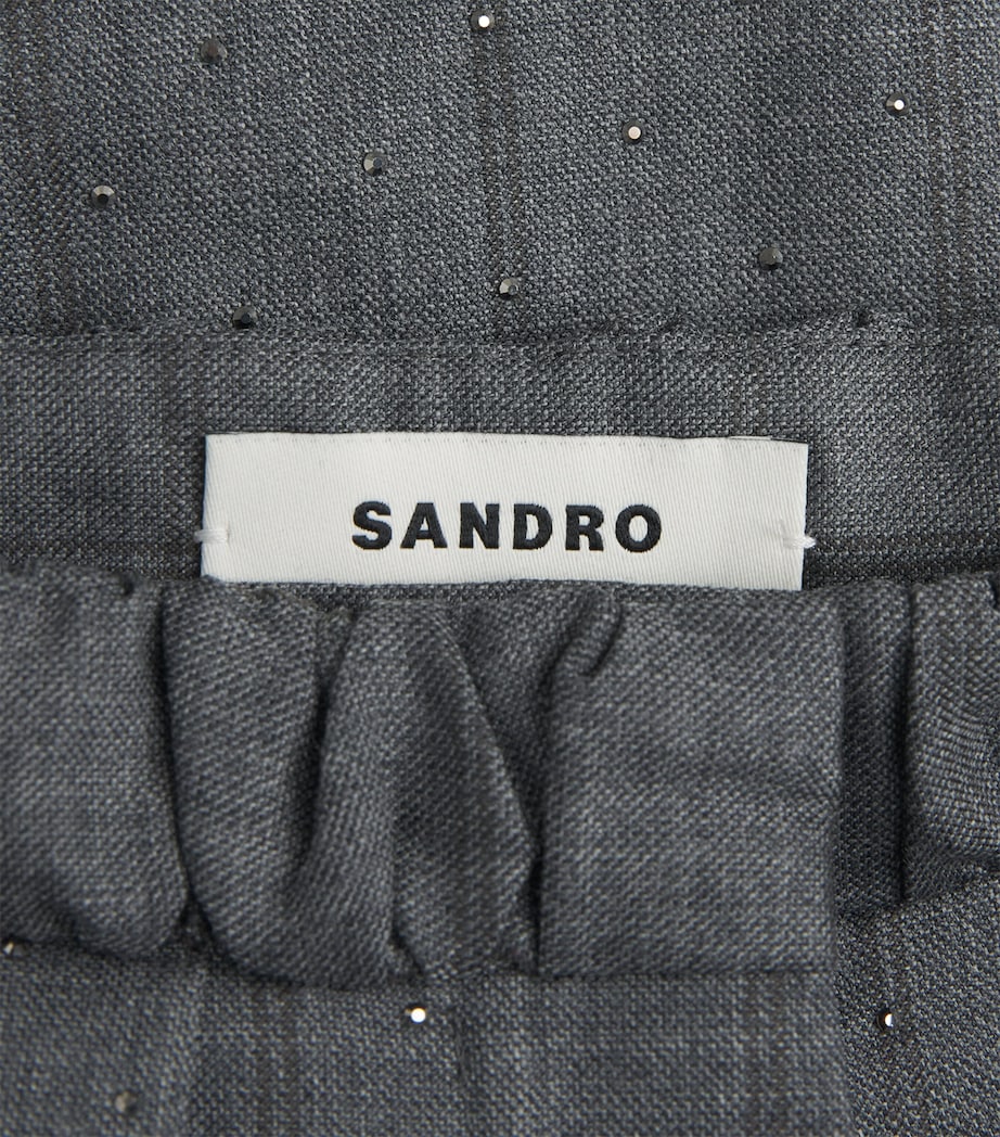 Sandro Paris Womens Wool Embellished Culottes Dark Grey Image 6