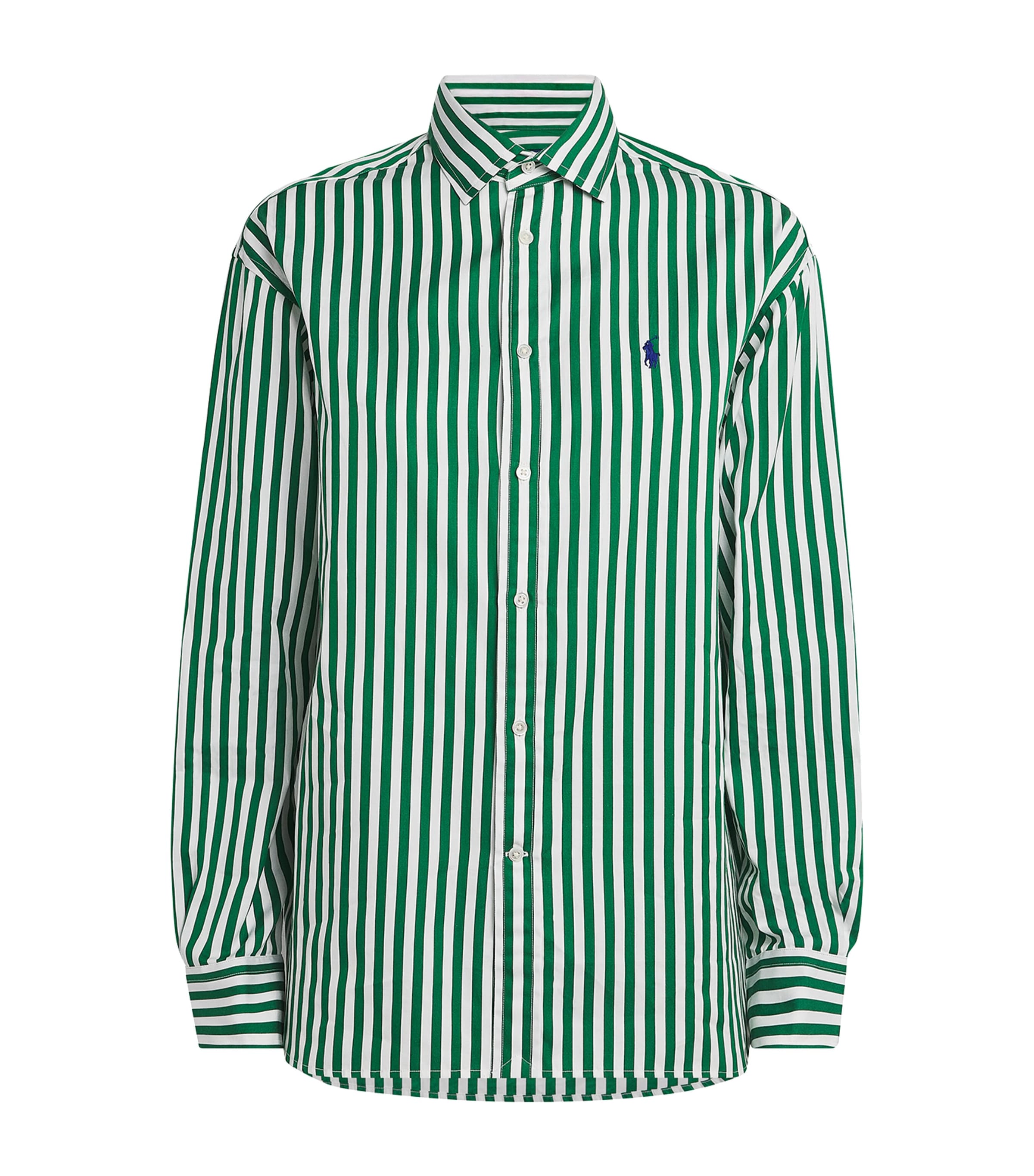 Polo Ralph Lauren Cotton Oxford Stripe Shirt In Green