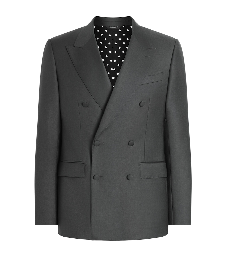 Dolce&Gabbana Mens Virgin Wool Double-Breasted Blazer Dark Green Image 1