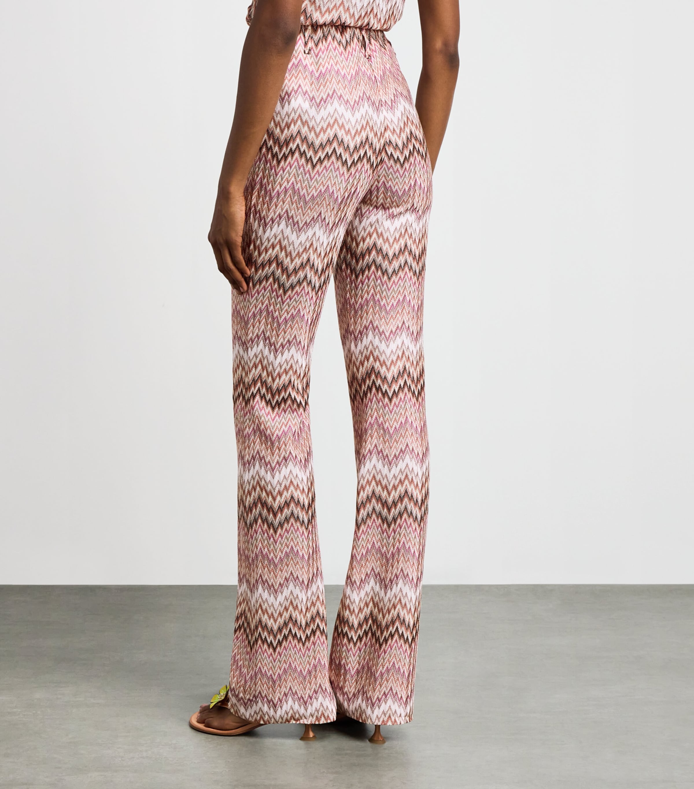 Missoni Womens Zigzag Flared Trousers Pink White Image 5