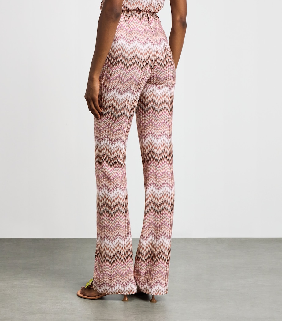 Missoni Womens Zigzag Flared Trousers Pink White Image 5