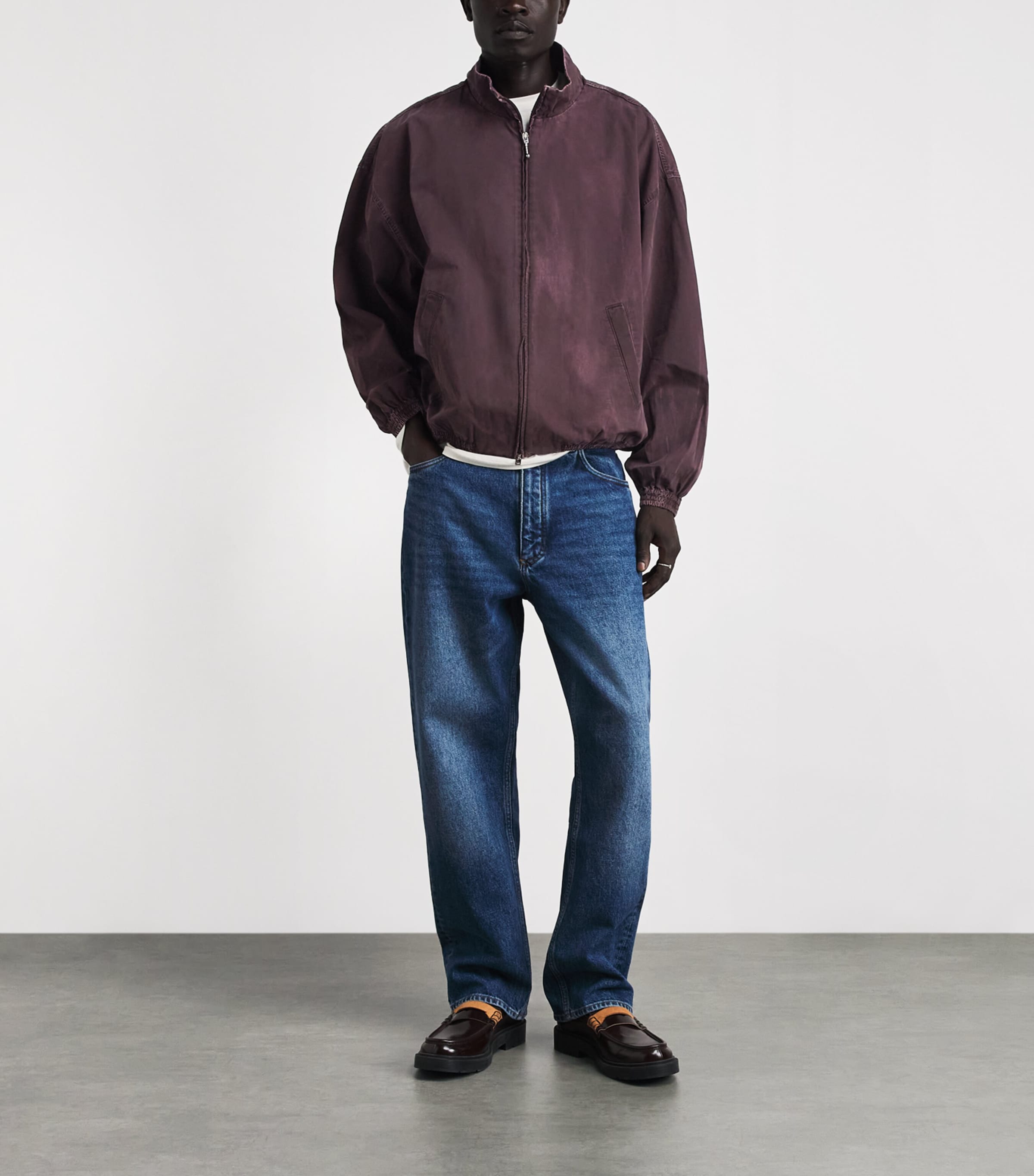 AGOLDE Mens Cotton Marshall Bomber Jacket Creased Puce Image 2