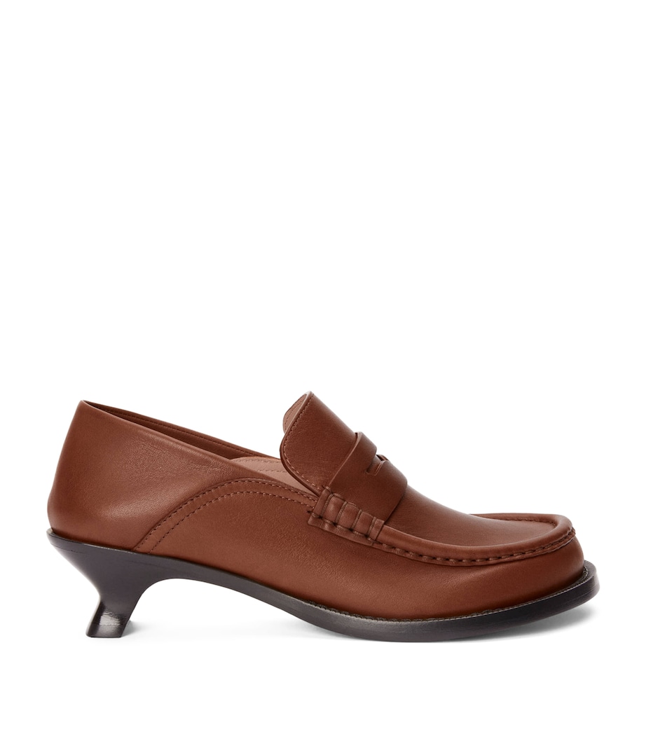 Leather Campo Heeled Loafers 40 RUST Image 1