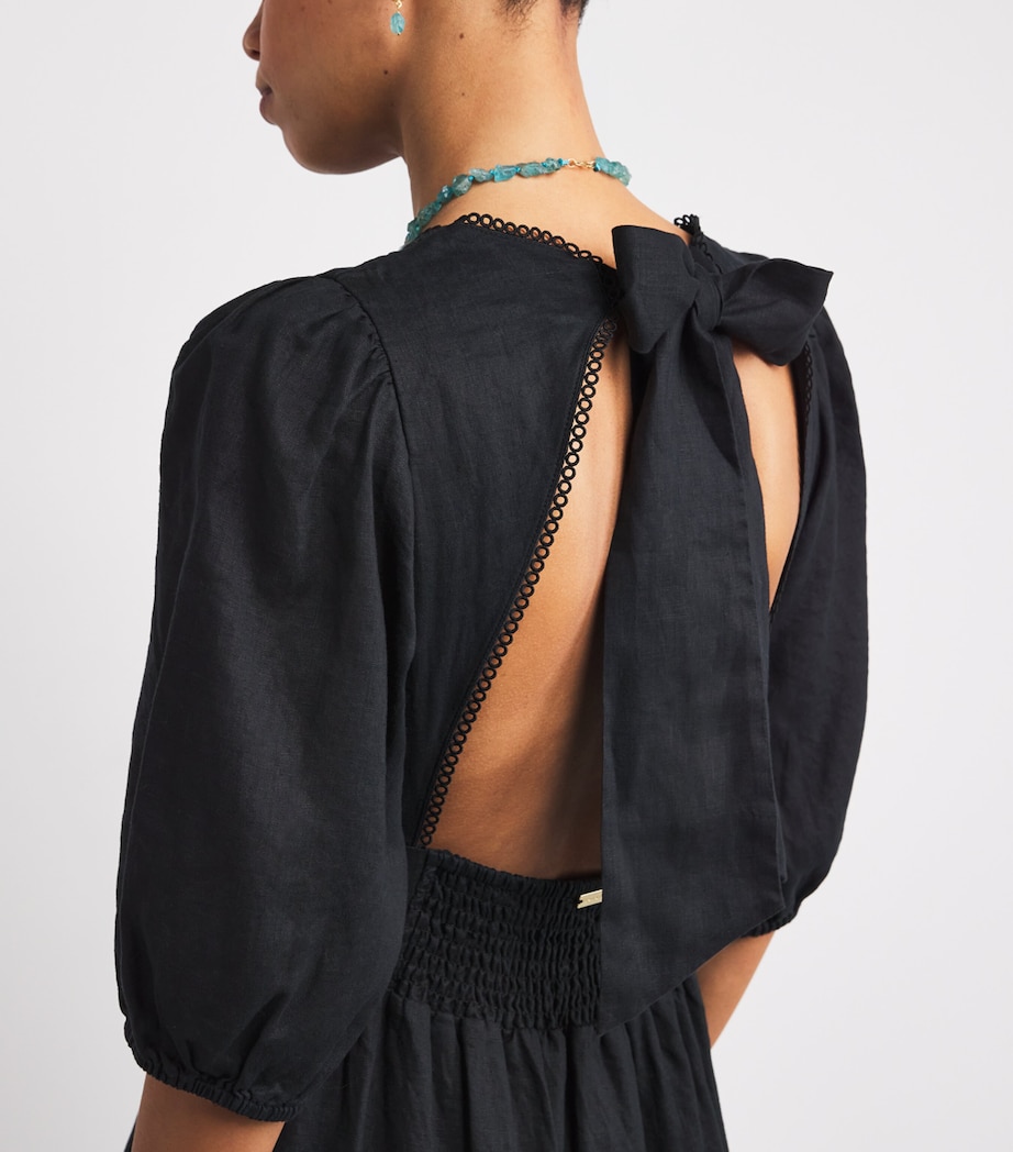 Linen Lace-Trim Meteora Midi Skirt BLK-BLK/LINEN Image 5