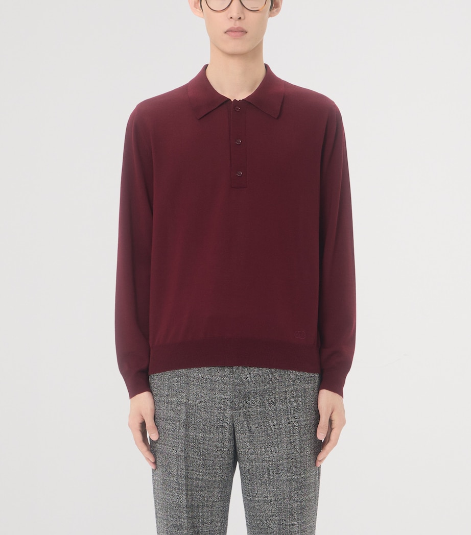 Valentino Garavani Mens Virgin Wool Long-Sleeve Polo Shirt Image 2