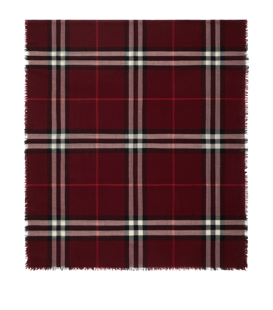 Wool Wide Check Scarf OXBLOOD RED Image 1