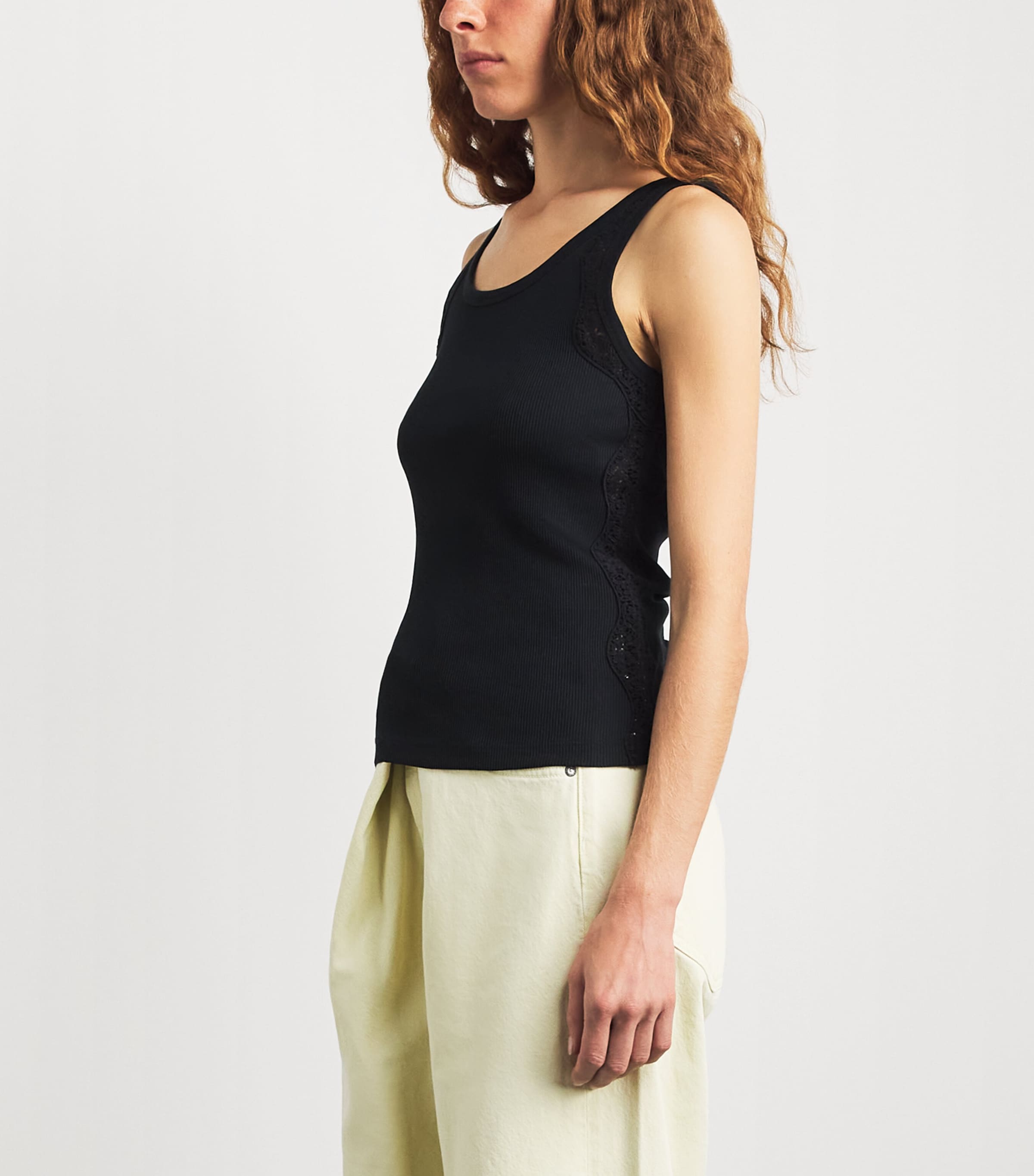 Sandro Paris Womens Lace-Detail Tank Top Black Image 4