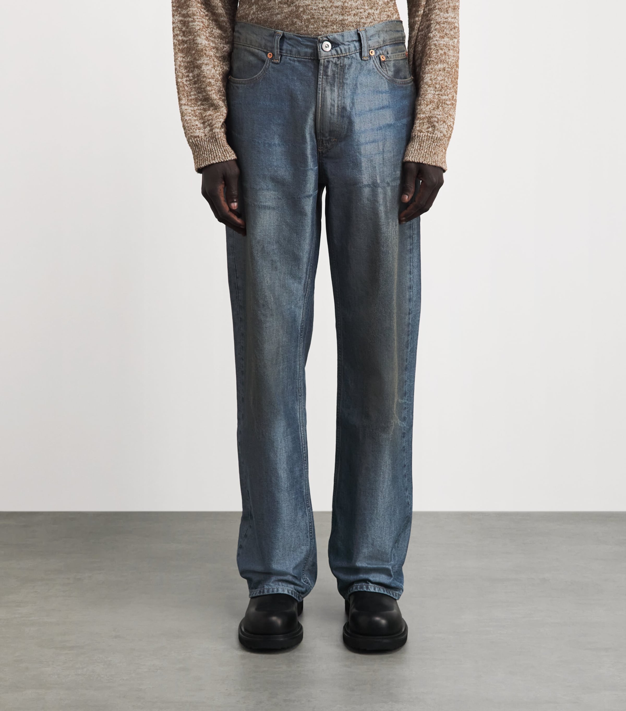 Our Legacy Mens Carlson Cut Bootcut Jeans Kintsugi Wash Image 4