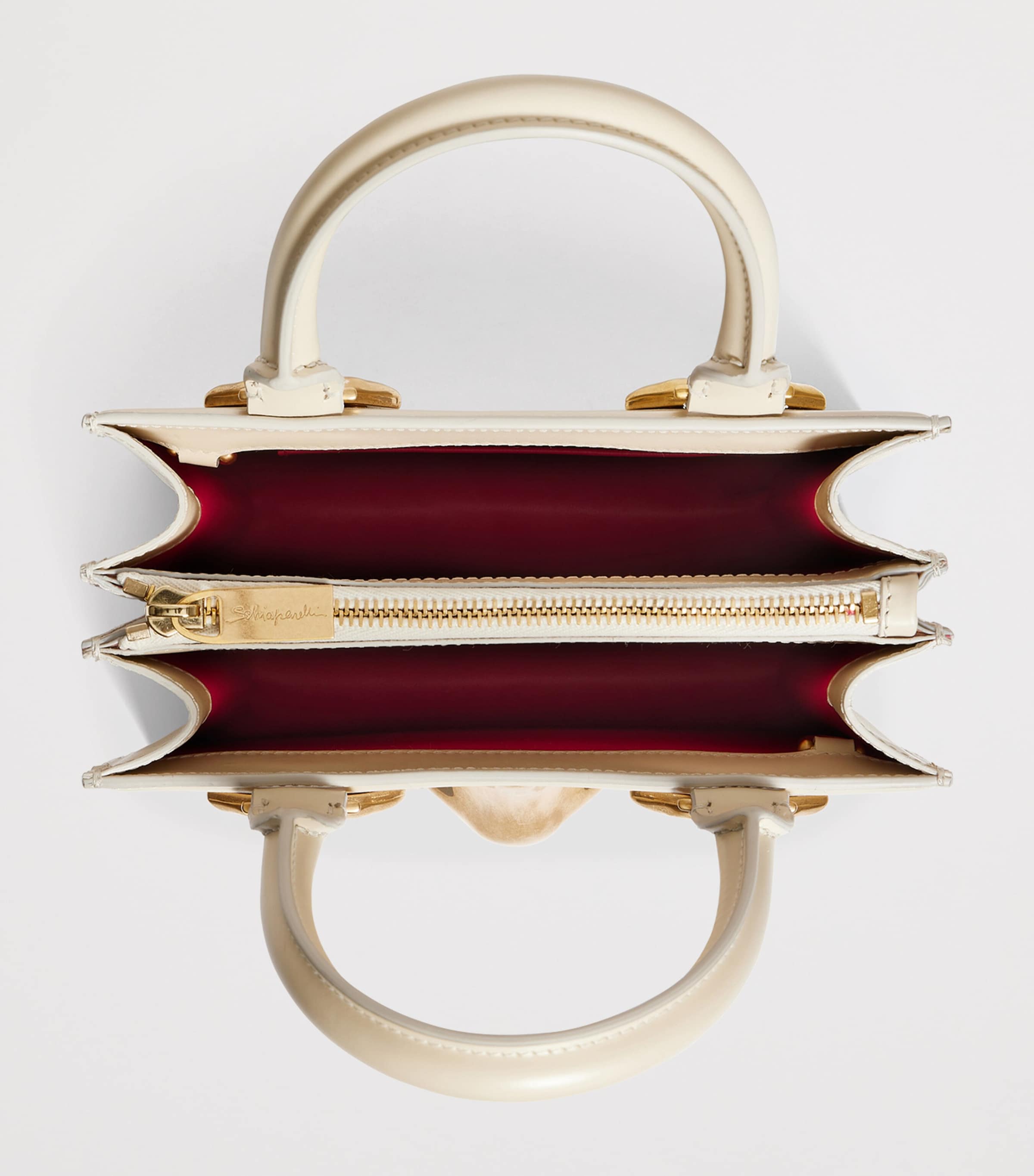 Schiaparelli Leather Face Top-Handle Bag Beige Image 7