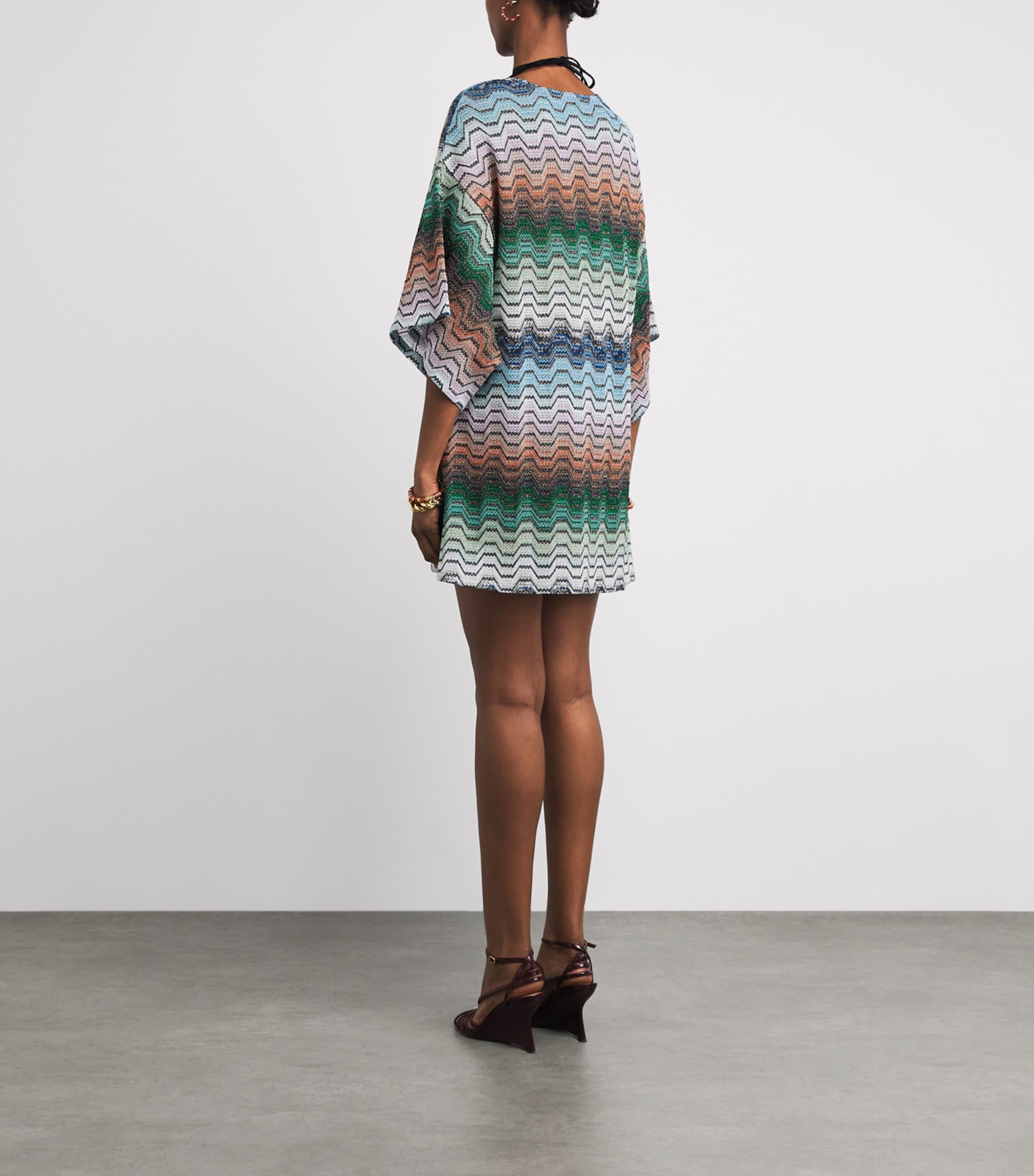 Missoni Womens Chevron Mini Kaftan Smsnq Mlti Blk/gr/or Image 4