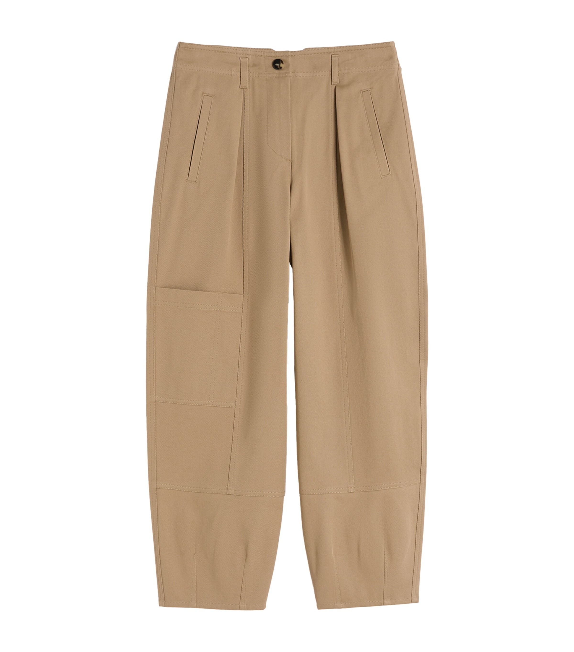 Max Mara Womens Cotton Twill Cargo Trousers Sand Image 1
