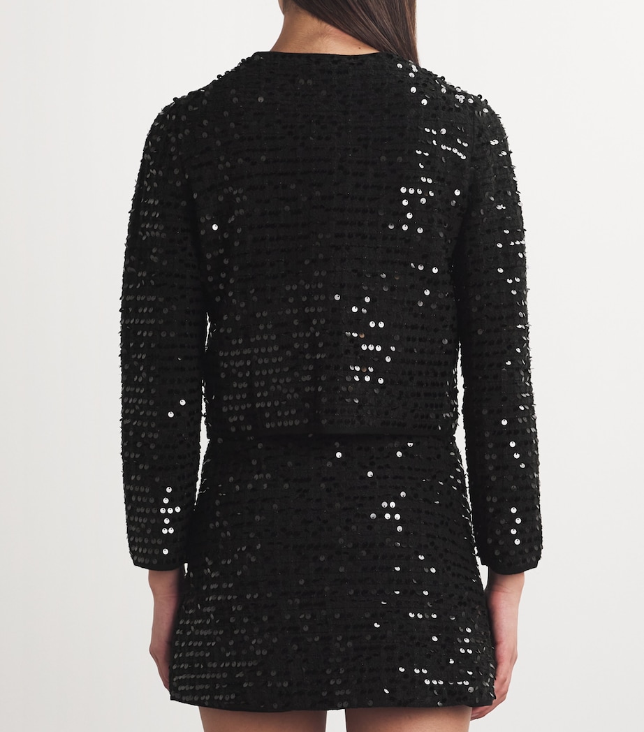 Sequinned Cardigan BLACK Image 4