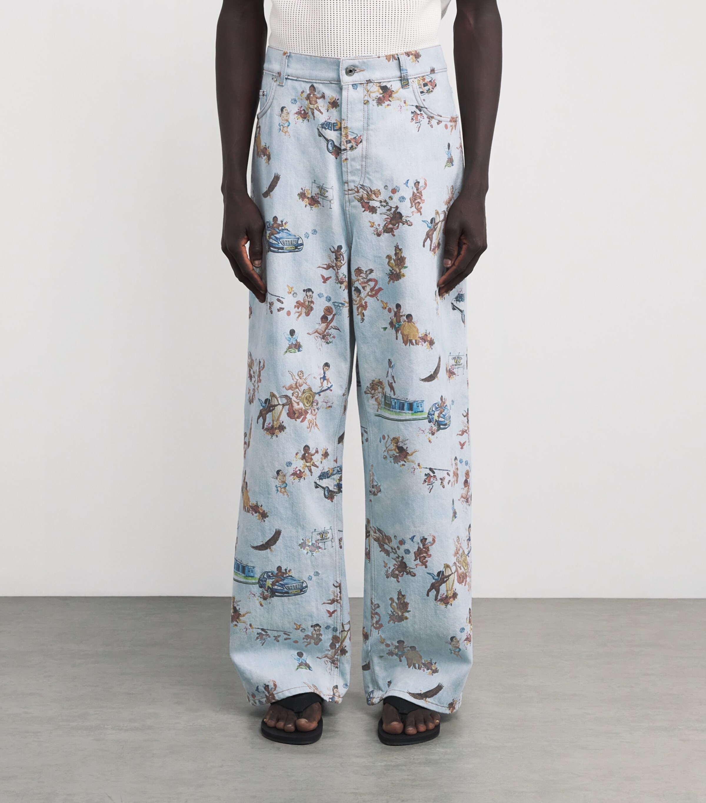 Off-White Mens Fresco Print Straight Jeans Image 3