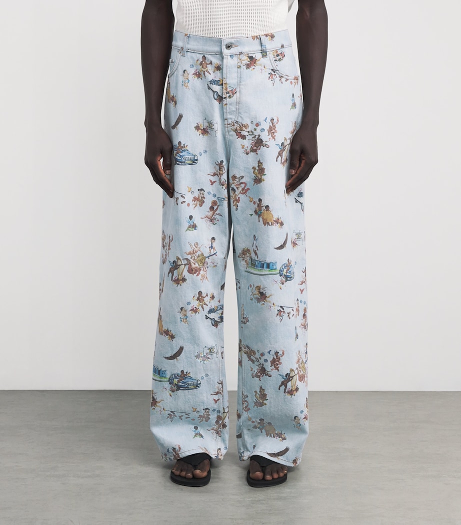 Off-White Mens Fresco Print Straight Jeans Image 3