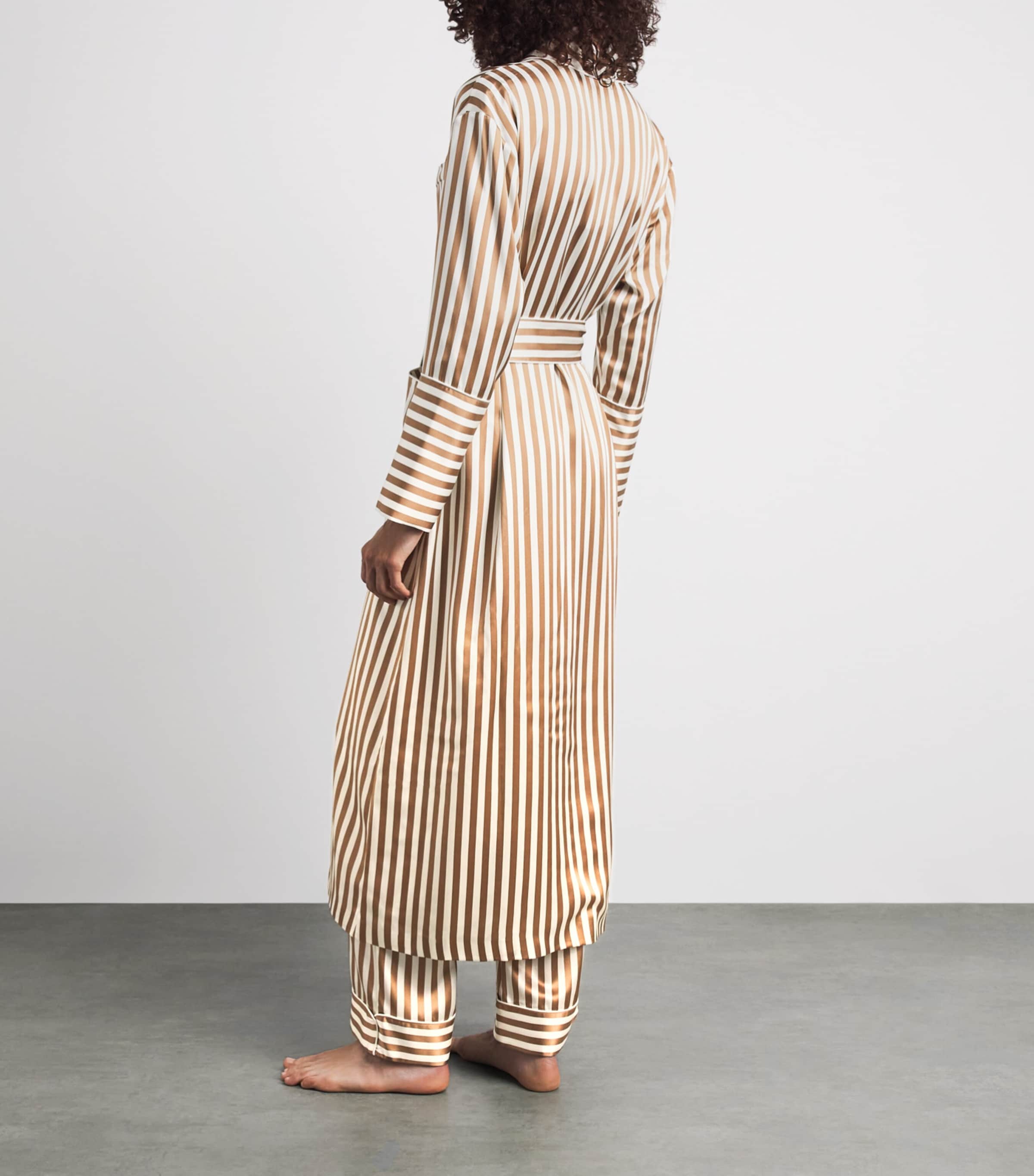 Olivia von Halle Womens Silk Capability Stripe Robe Solene Image 4