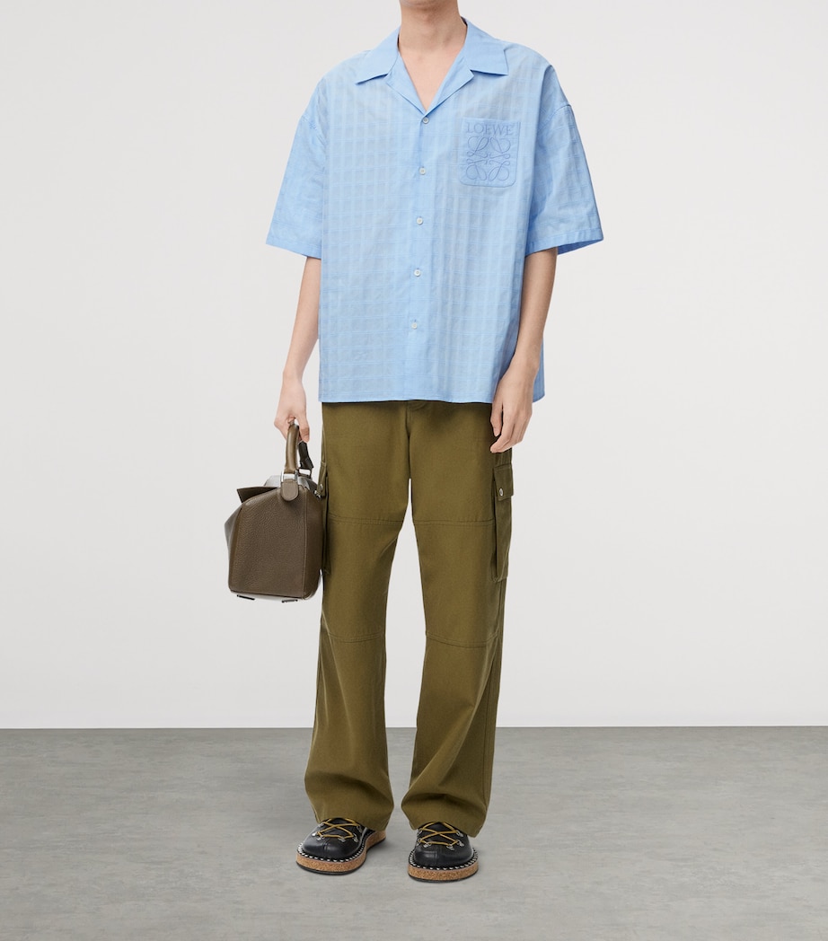 Cotton-Blend Jacquard Anagram Shirt LIGHT BLUE Image 2