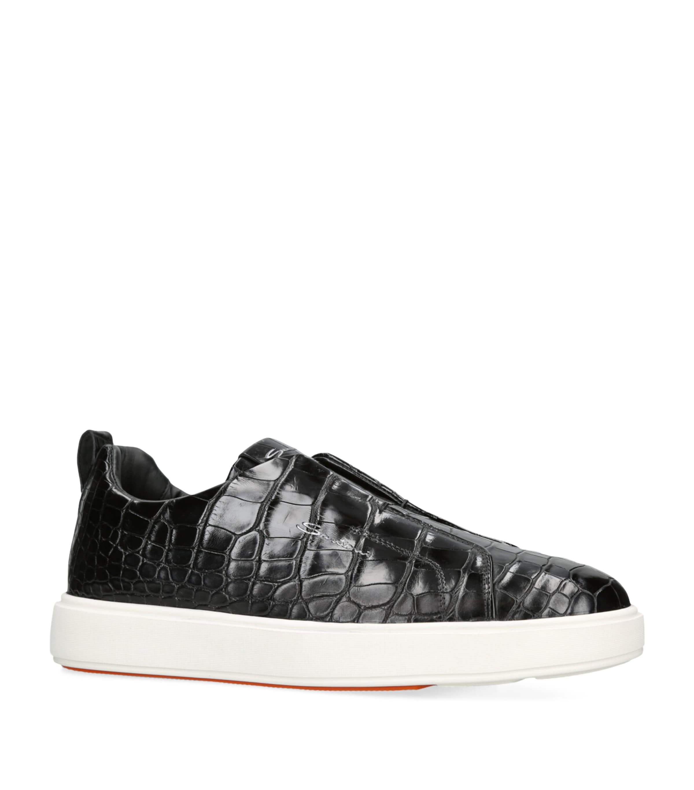 Santoni Crocodile Leather Clean Icon Sneakers Black Image 3
