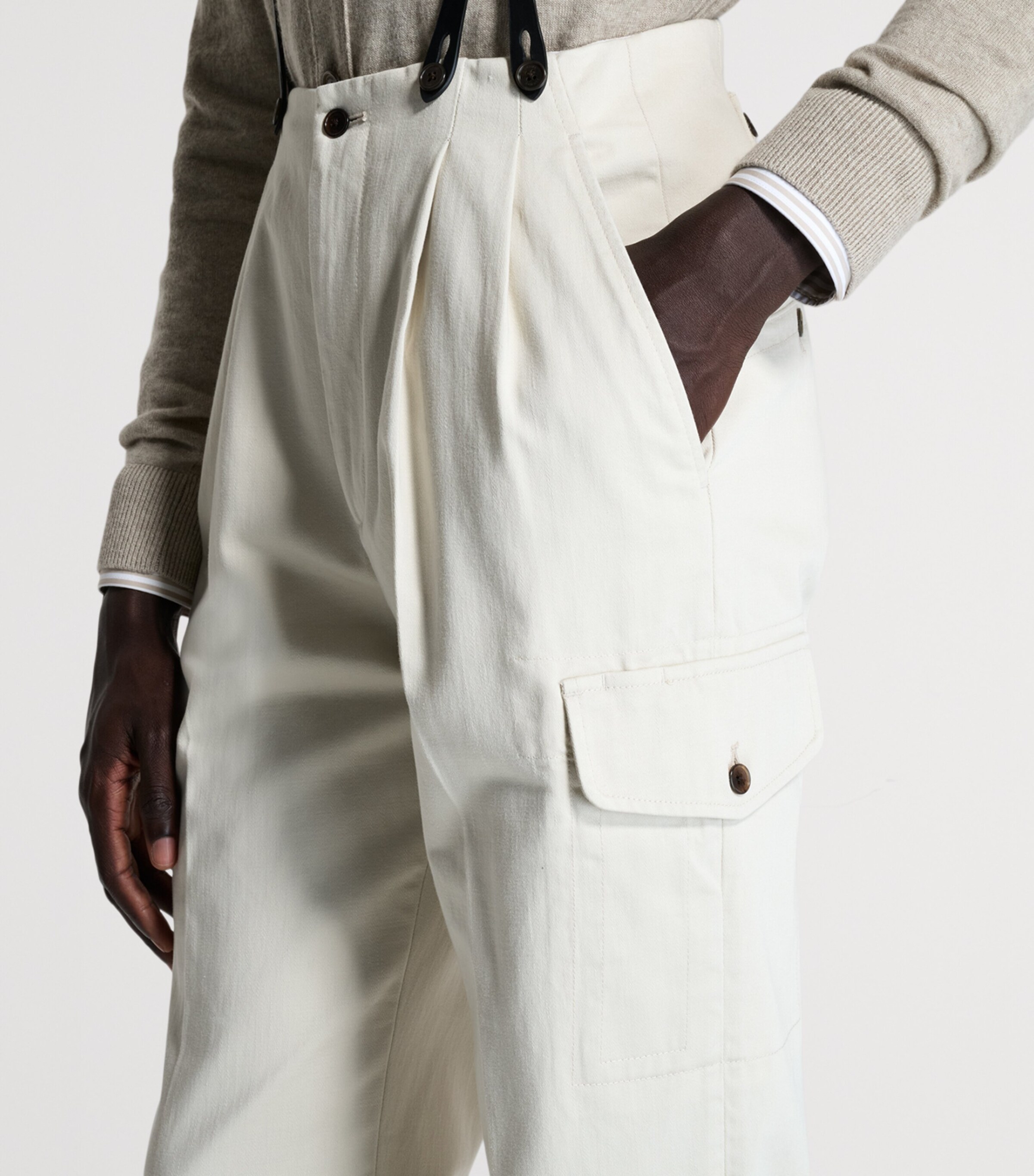 Dunhill Mens Cotton Double-Pleat Chinos Image 5