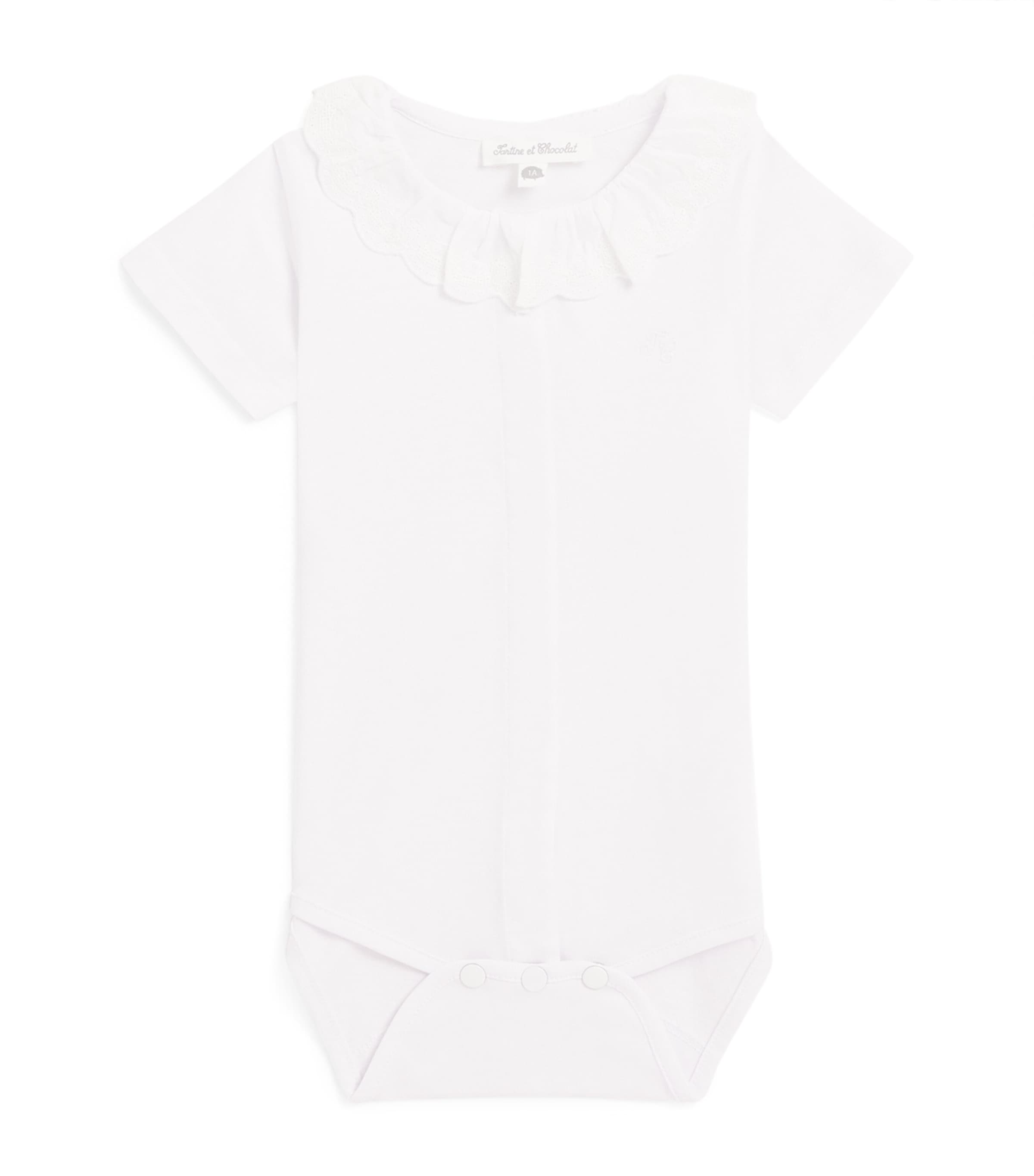 Cotton Collar Bodysuit (1-18 Months) 1BLANC Image 1