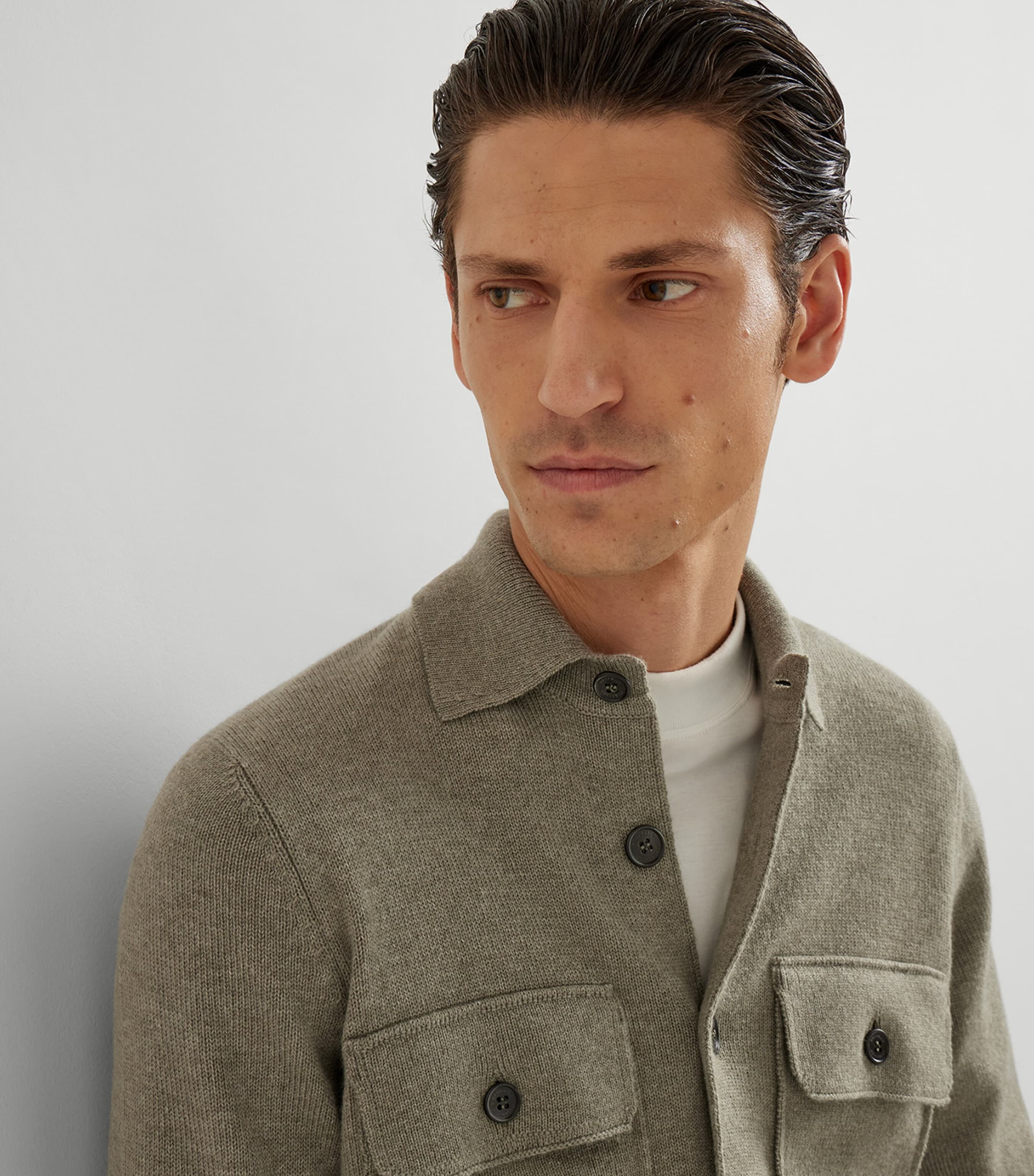 Cashmere Shirt-Style Cardigan CNZ43 Image 6