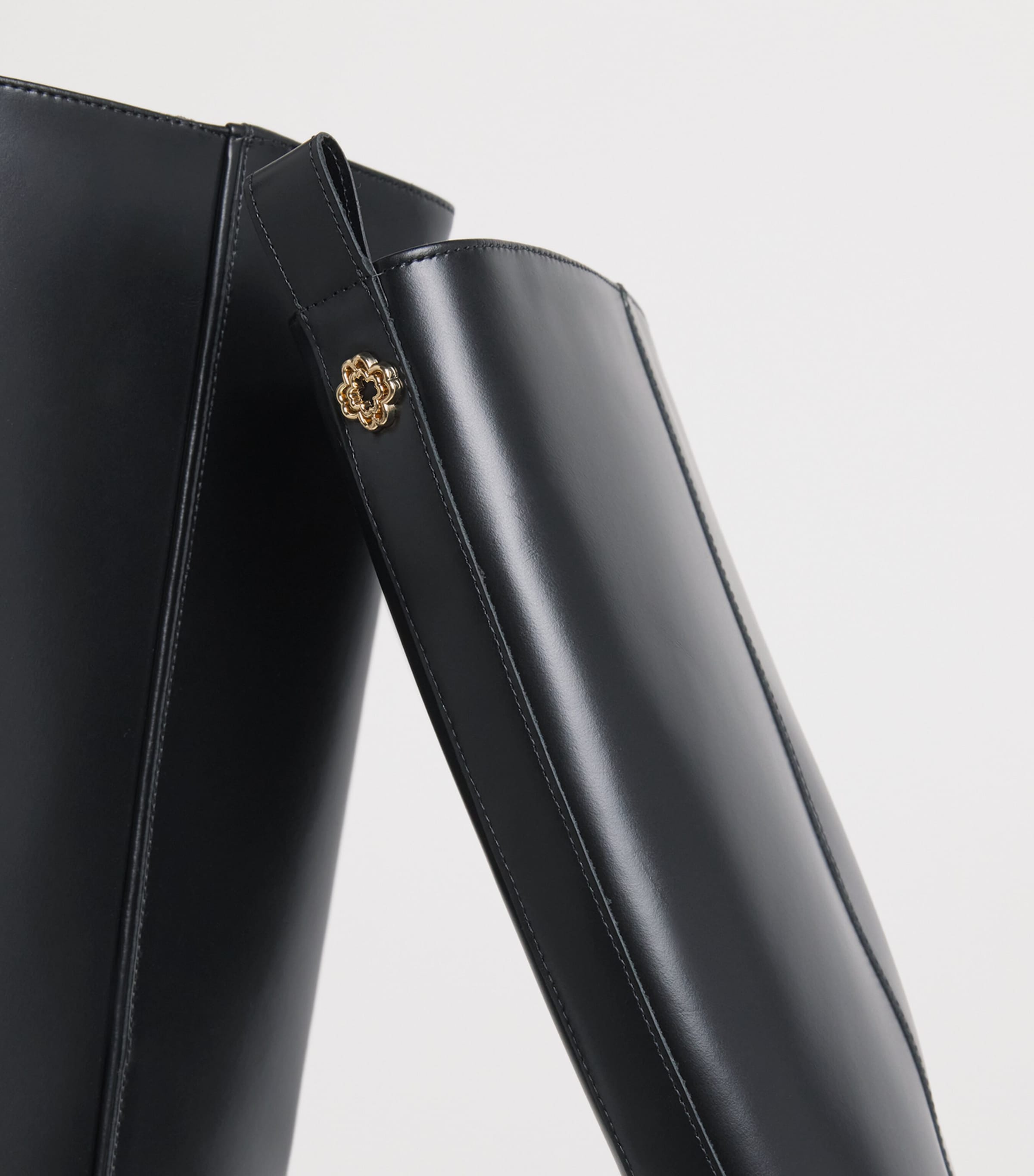 Leather Knee-High Boots BLACK Image 7