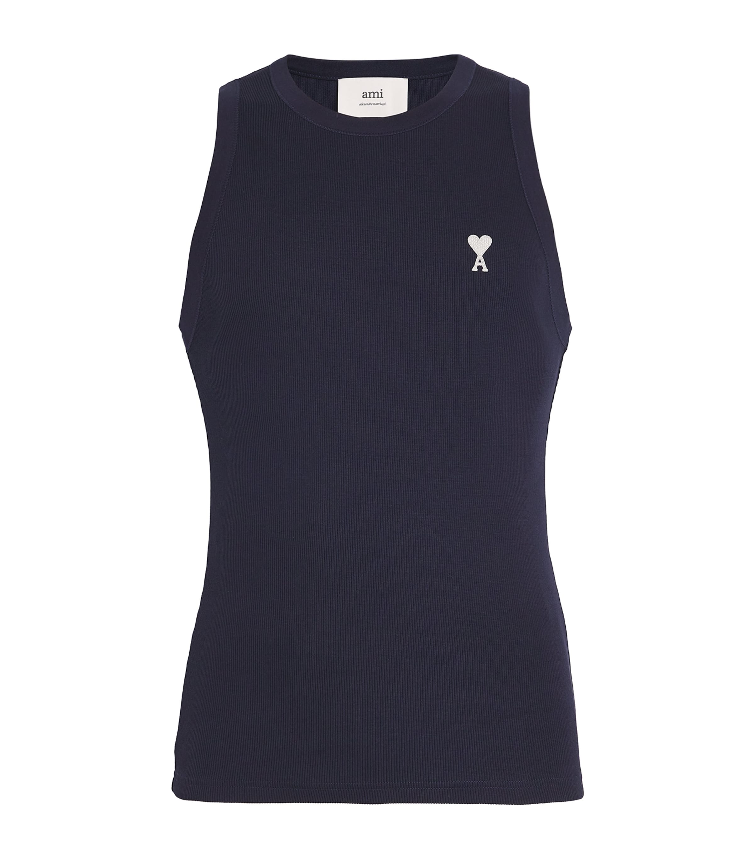 ami Parisネイビー タンクトップ AMI Paris Navy Cotton Ami de Coeur Tank Top | Harrods US