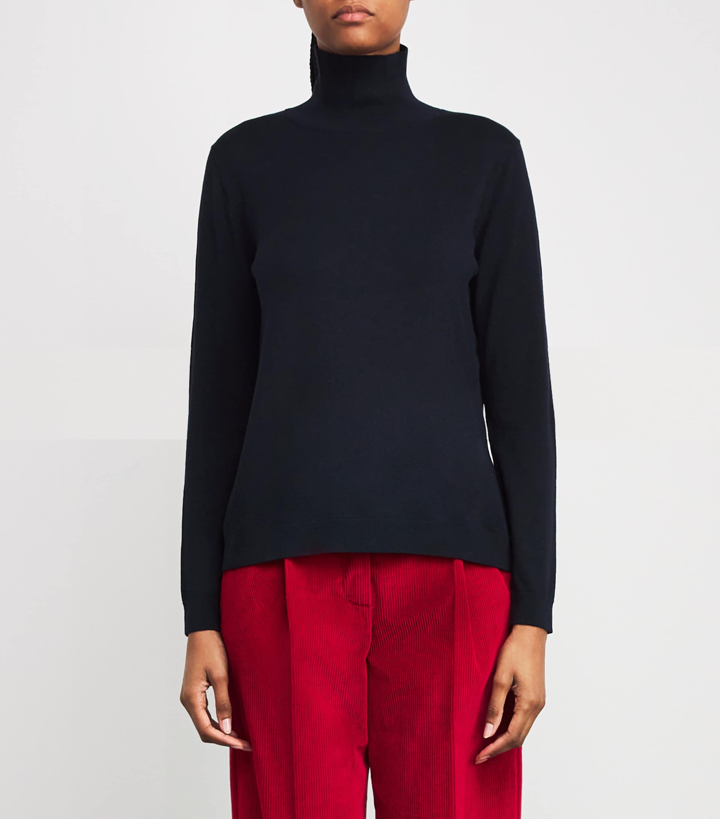 Silk-Wool Rollneck Sweater NAVY Image 3