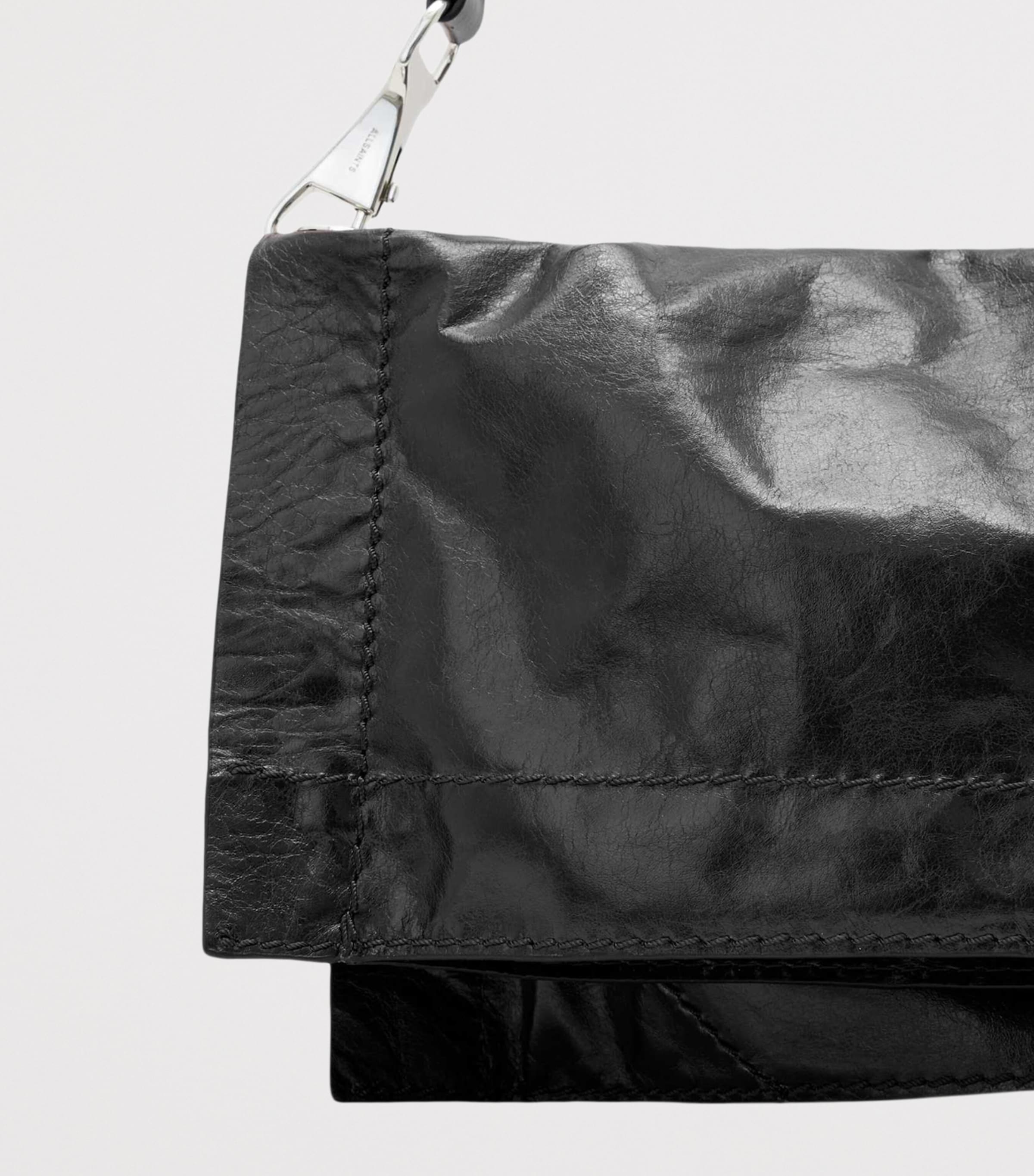 AllSaints Leather Lutece Shoulder Bag Black Image 3