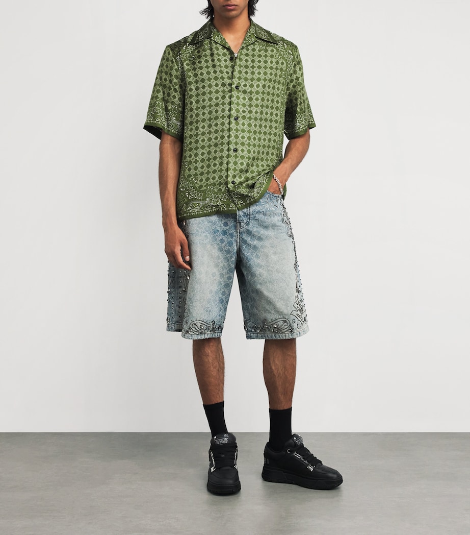 Silk Bandana Print Shirt GREEN Image 2